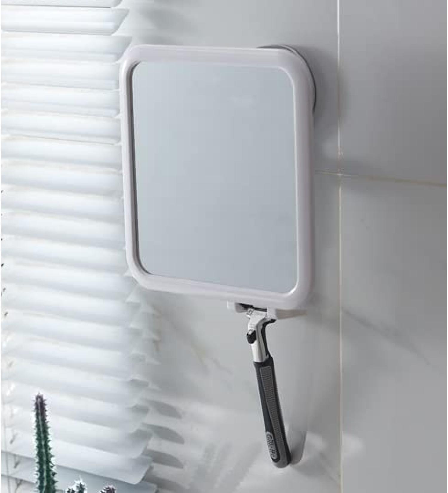 SANTREST Shower Mirror with Suction & 360 Rotation - Razor Holder, Shaving & Makeup Mirror - Buy Online on GoSupps.com