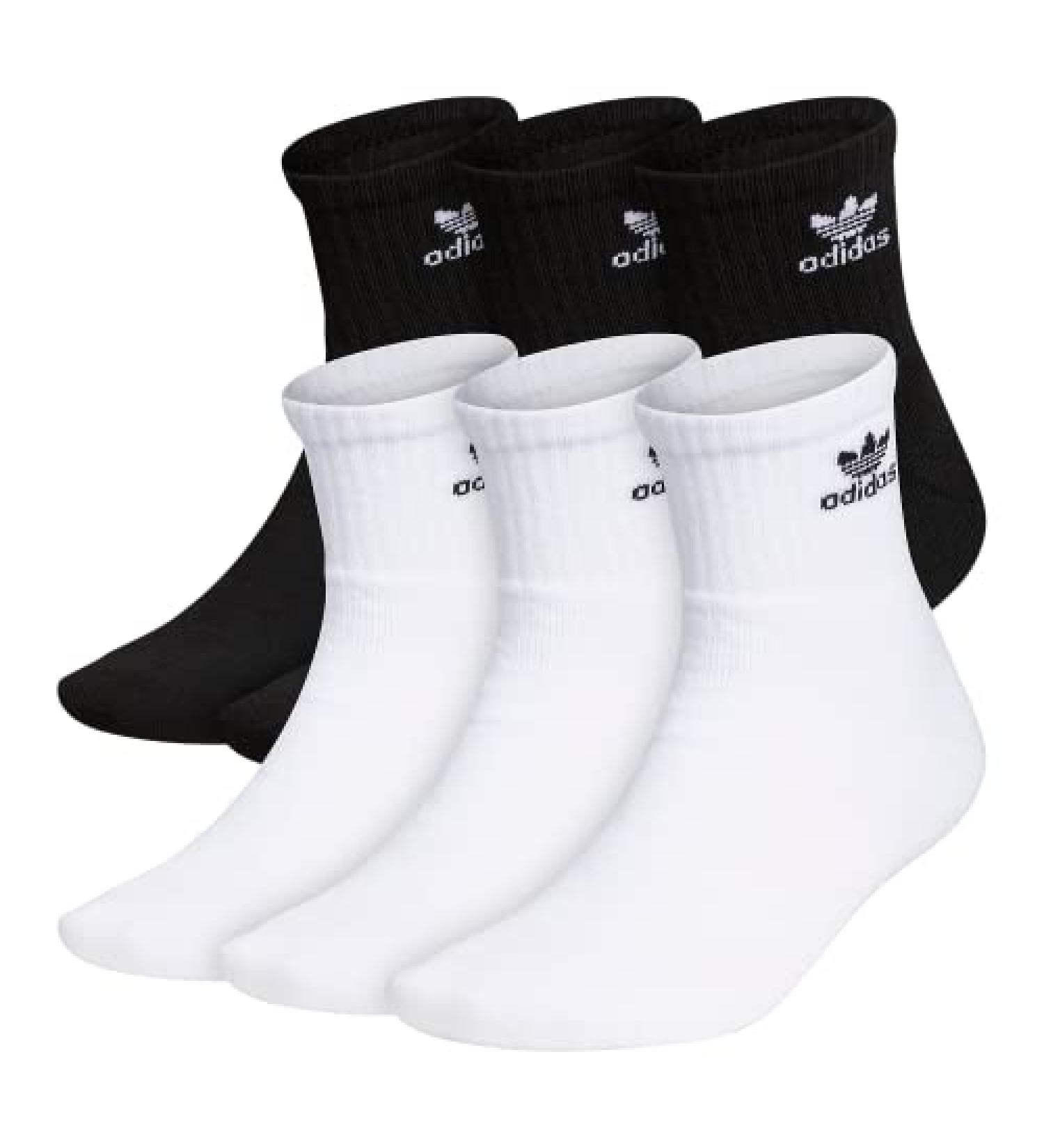 adidas Originals Trefoil Quarter Socks (6-Pack) Medium White/Black - Buy Online on GoSupps.com