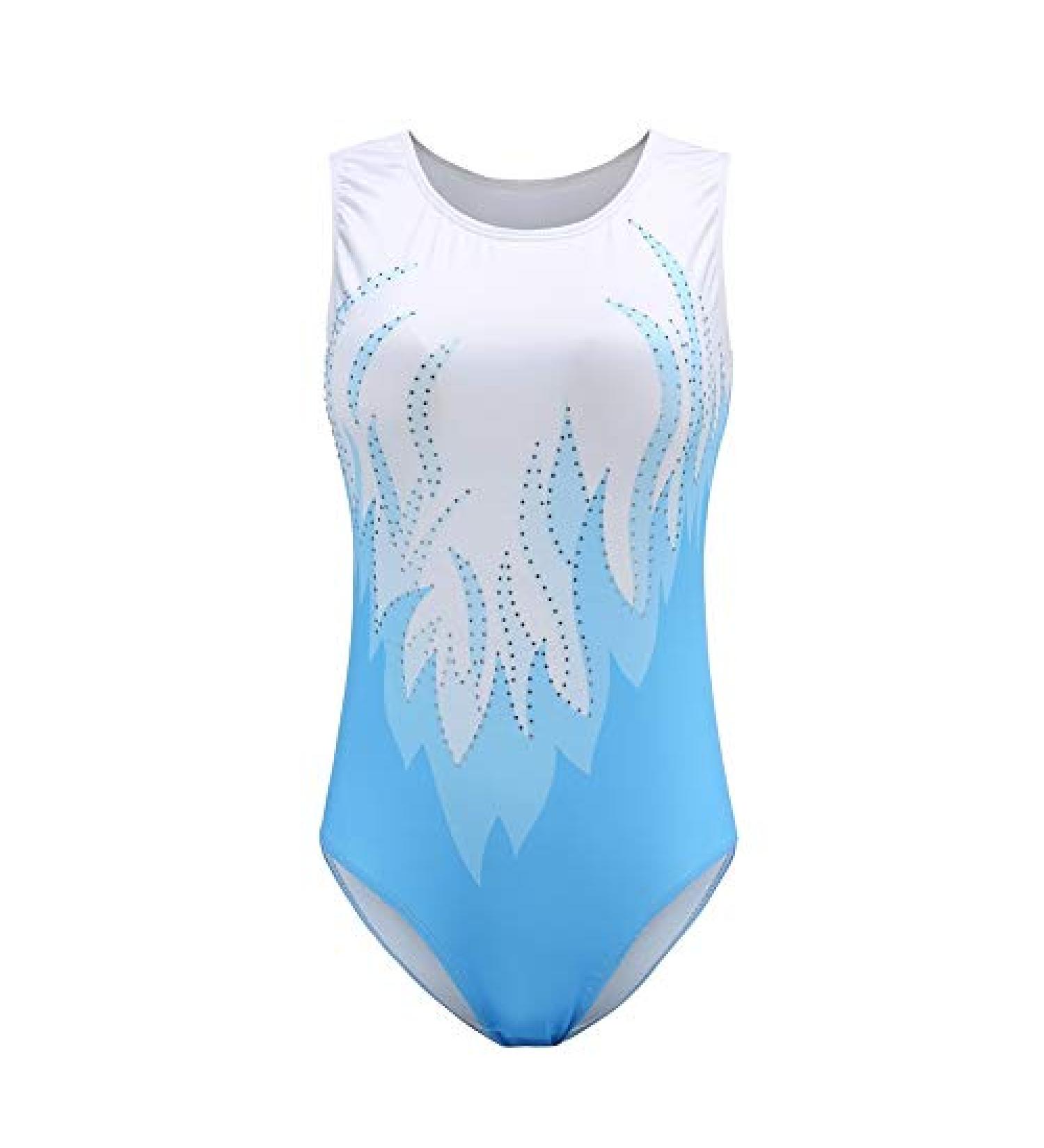 Sleeveless Shiny Diamond Gymnastics Leotard for Women | Blue Tank Leotard Dancewear for Adults - Small - Buy Online on GoSupps.com