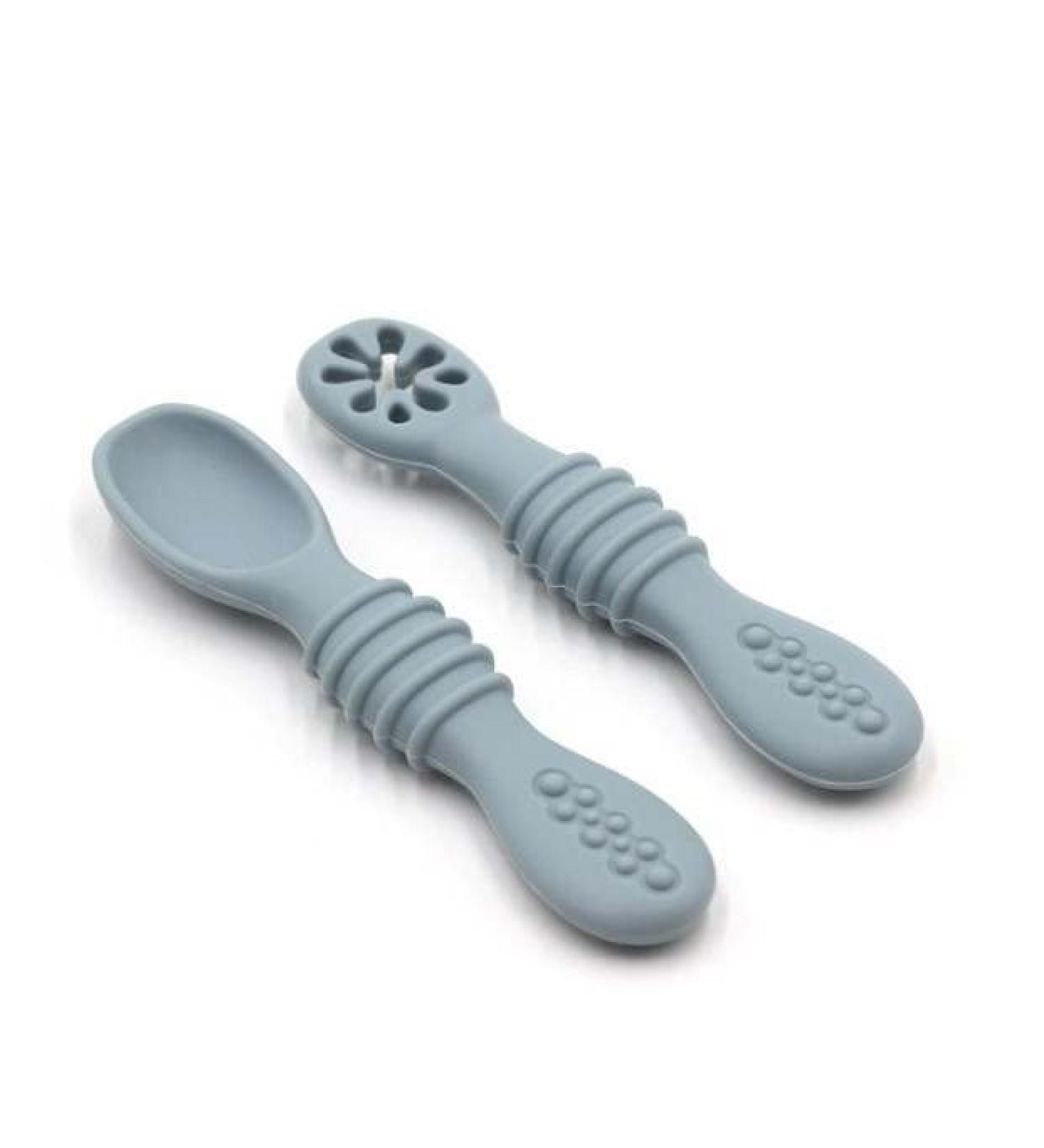 Baby Led Weaning Pre-Spoon | Silicone Toddler Utensils for Self Feeding | Stage 1 & Stage 2 | Blue - Buy Online on GoSupps.com
