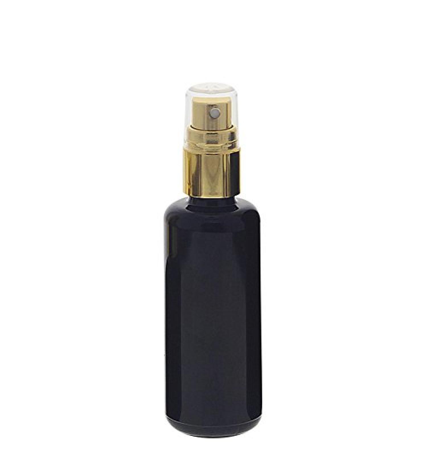 Violet glass spray bottle highly light-protective Miron glass bottle with gold. Pump atomizer Kosmetex bottle 50 ml