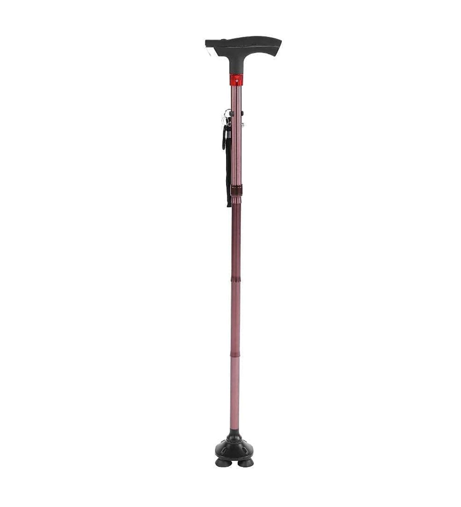 Elderly Crutches Five-Section Foldable Aluminum T-Shaped Non-Slip Cane Lighting Light with Alarm Crutch Cane Outdoor Old Disabled Person Bathing in Sunlight - Buy Online on GoSupps.com