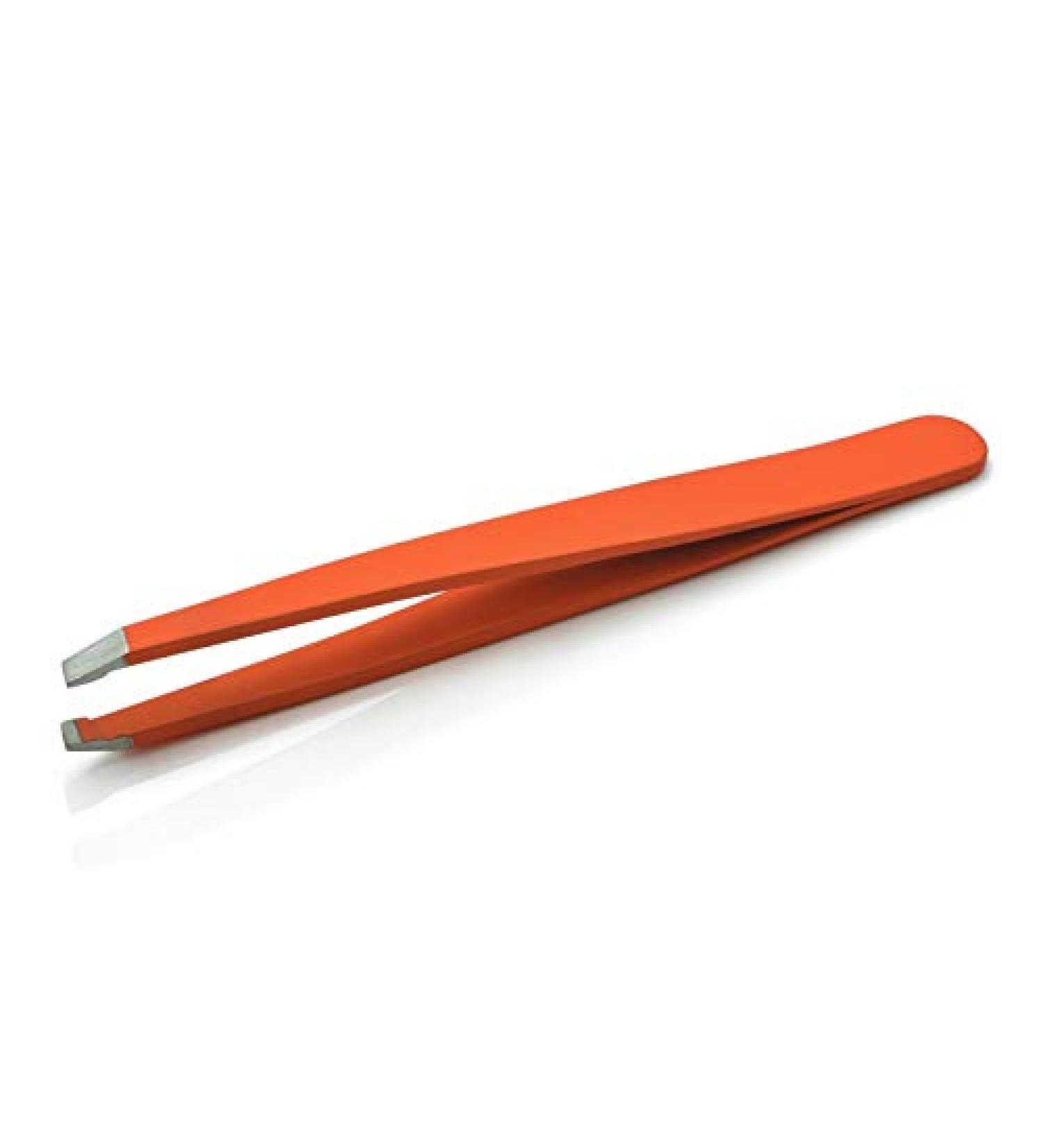Effective Eyebrow Slanted Tweezer Covered with Colour Silicon (Orange) - Buy Online on GoSupps.com