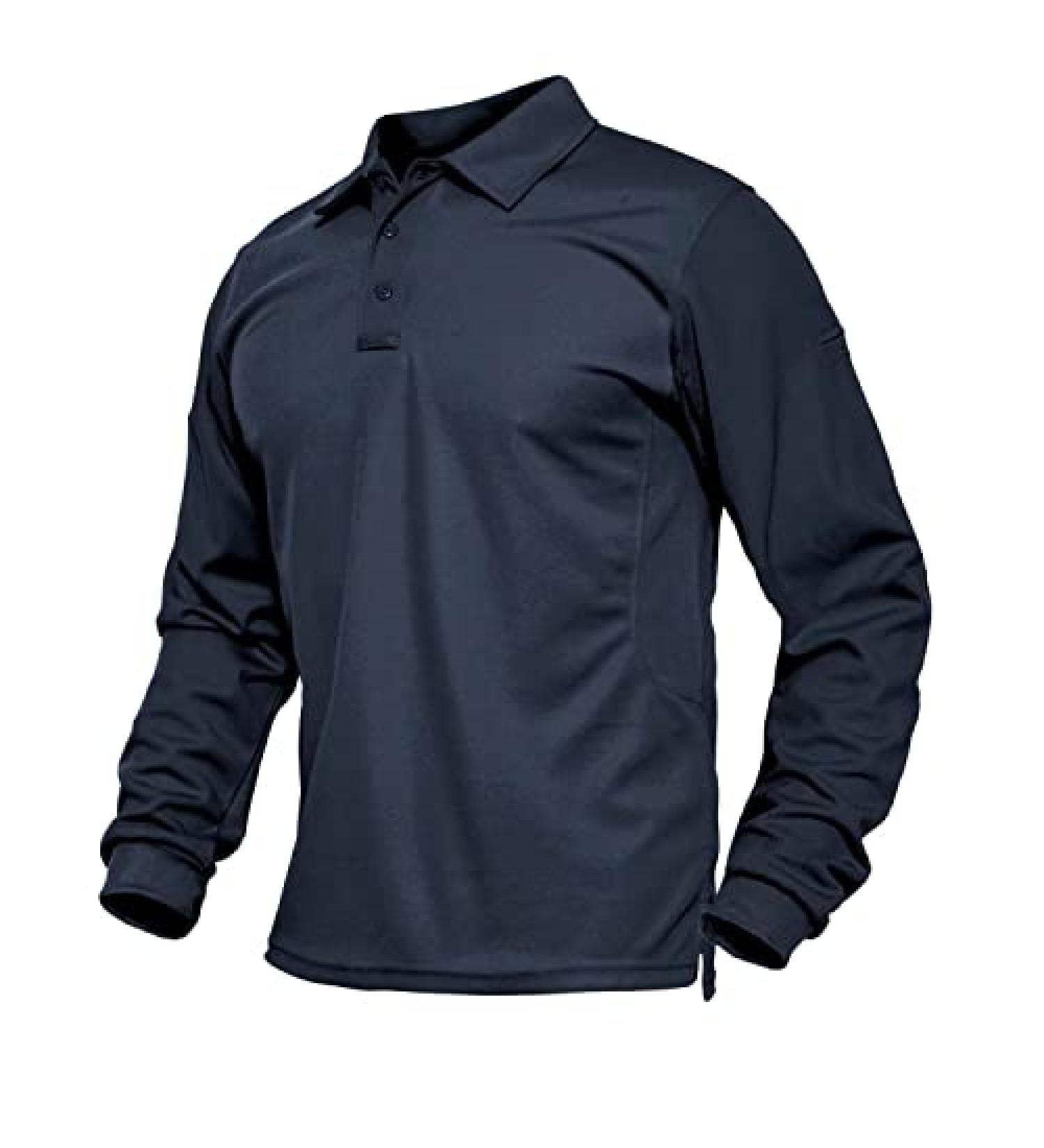 BIYLACLESEN Men's Jersey Golf Polo Shirt - Navy, Large | Outdoor Pique Performance Tactical Military Long Sleeve - Buy Online on GoSupps.com