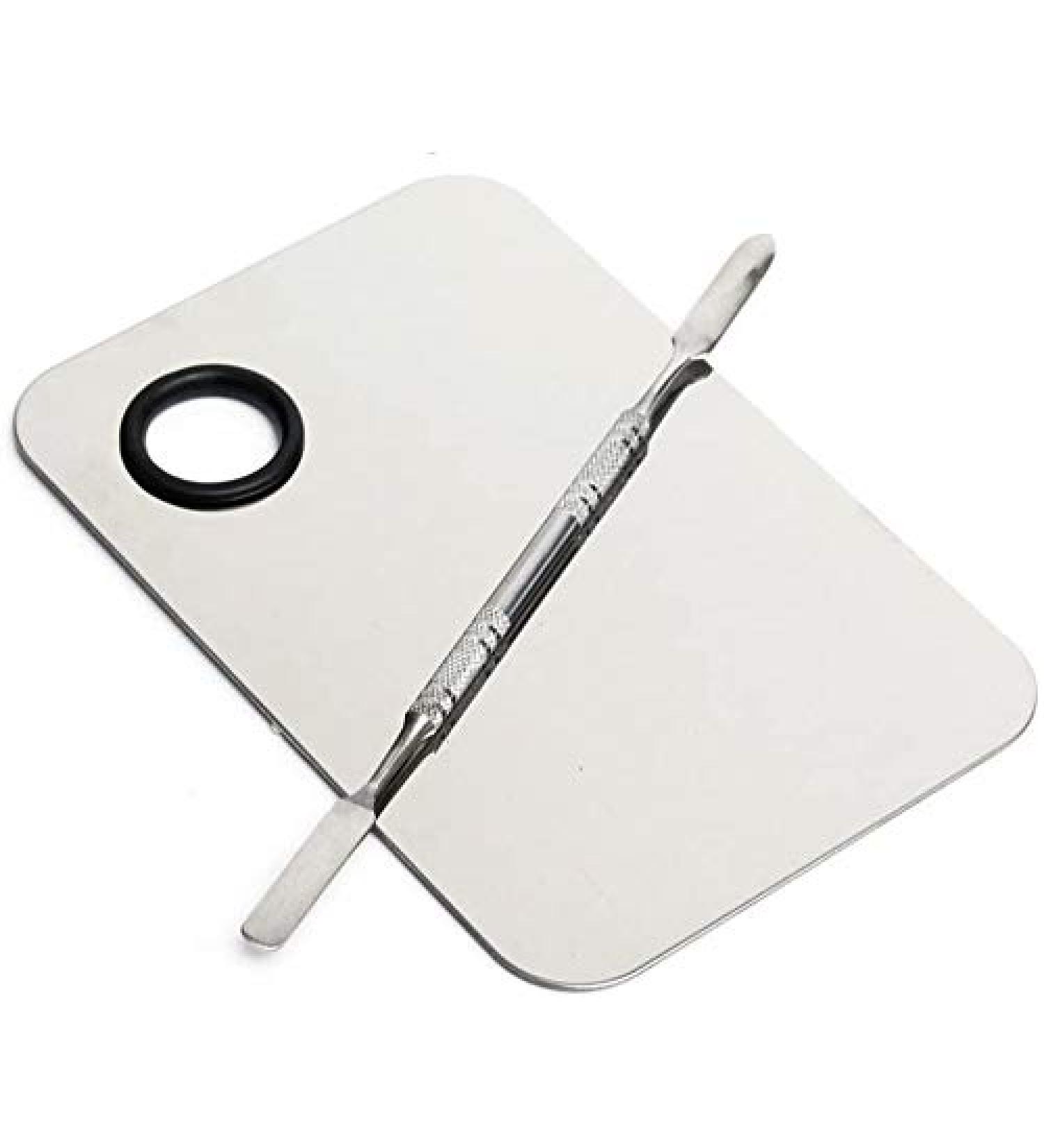 Stainless Steel Make-Up Artist Palette with Spatula for Foundation - Silver | TOY-STORE - International Shipping - Buy Online on GoSupps.com