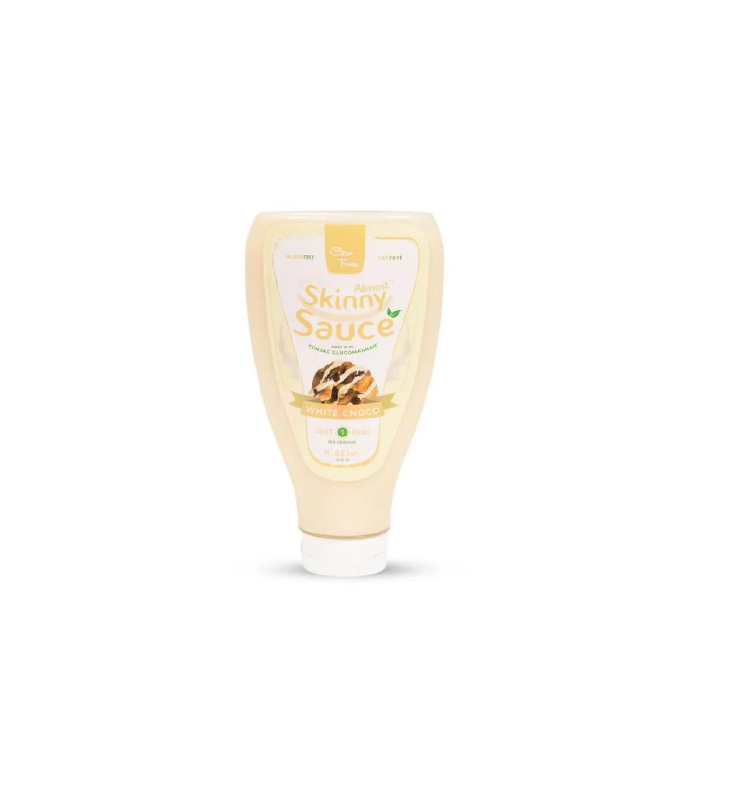 CleanFoods Almost Skinny White Chocolate Sauce 425ml - Low Calorie Dessert Topping for Pancakes & Waffles - Only 17 Calories per 100g - Buy Online on GoSupps.com