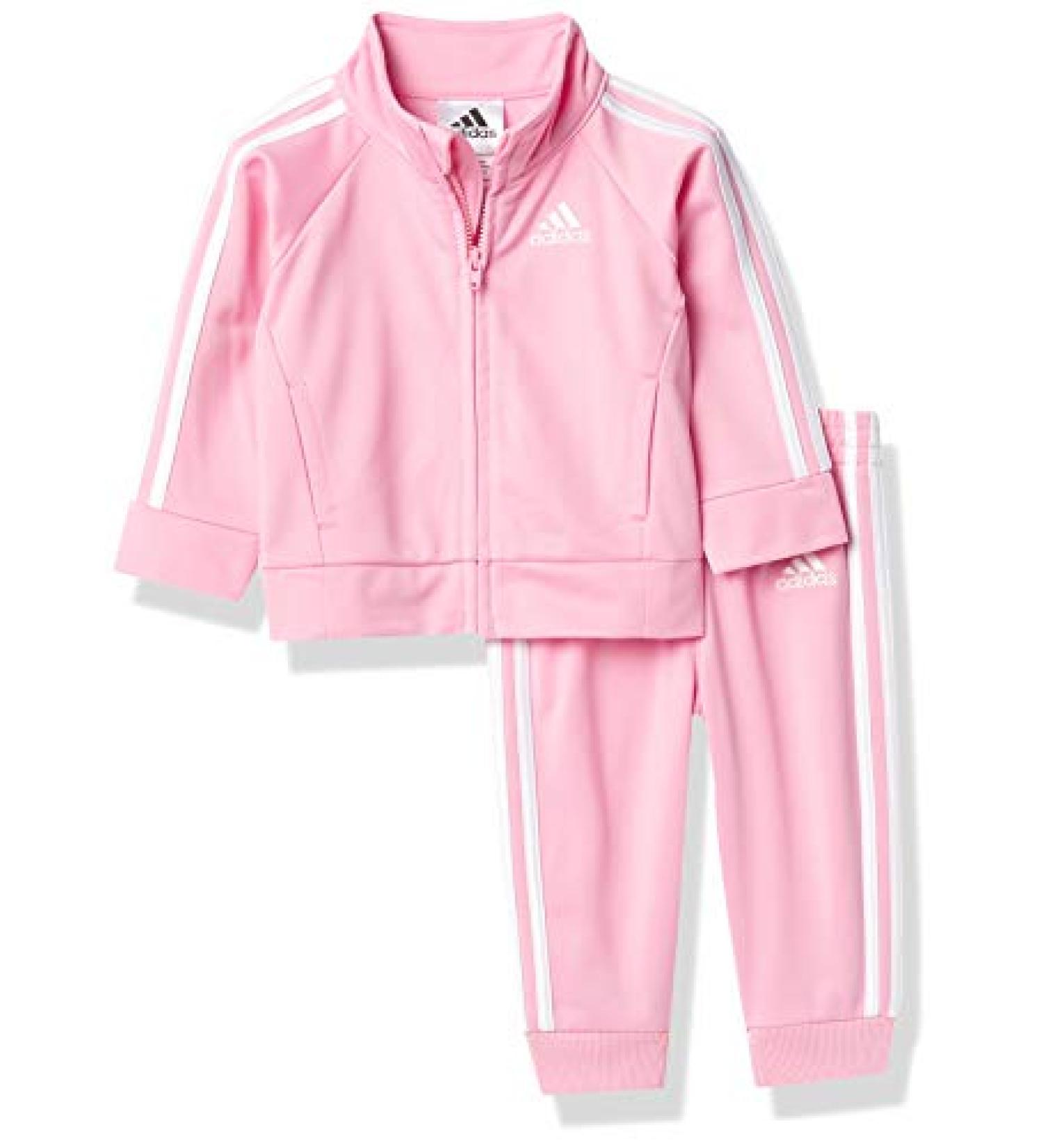 adidas Girl's Zip Front Tricot Jacket and Joggers Set - 2T Light Pink - Buy Online on GoSupps.com