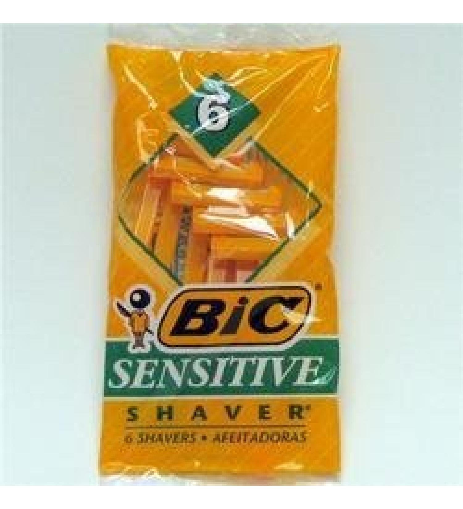 BIC Single Blade Sensitive Disposable Shaver,6 ea, Yellow