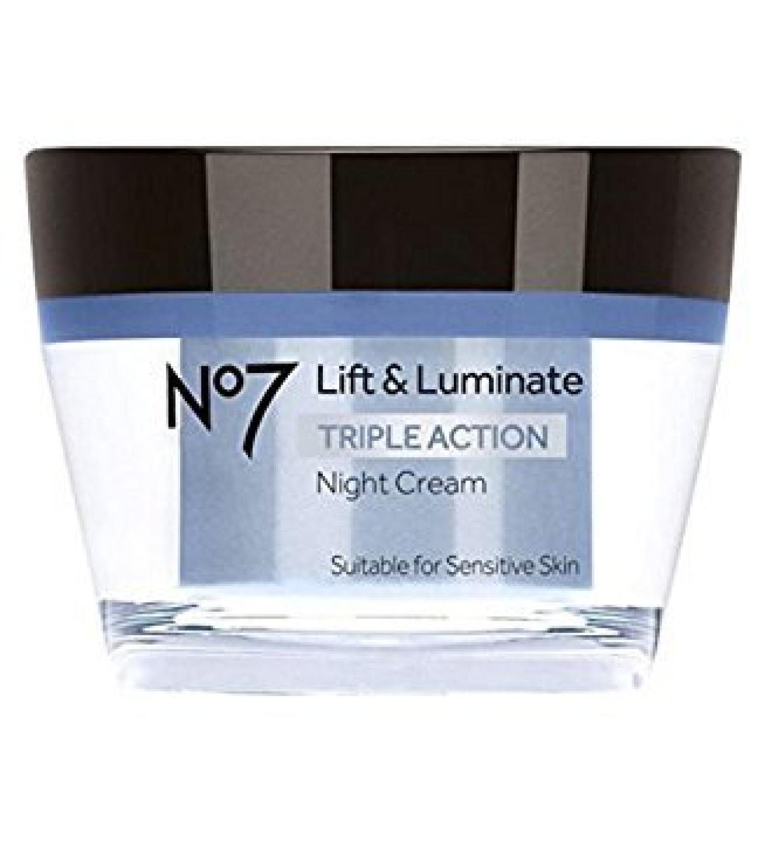 Boots No7 Lift & Luminate TRIPLE ACTION NIGHT Cream 50ml 15 SPF + 5*UVA - Suitable for sensitive skin