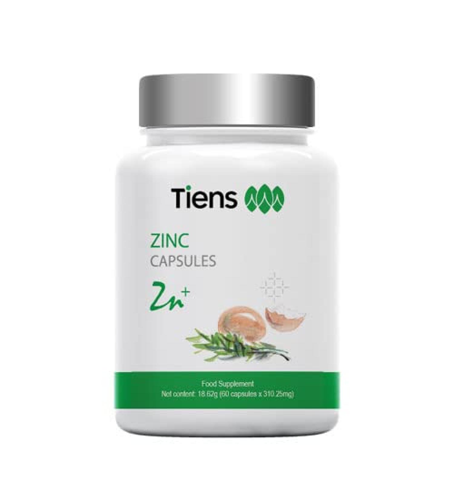 Tiens Zinc Supplement - 60 Capsules for Healthy Hair, Skin, Nails, Vision, Fertility & Immune System - Buy Online on GoSupps.com