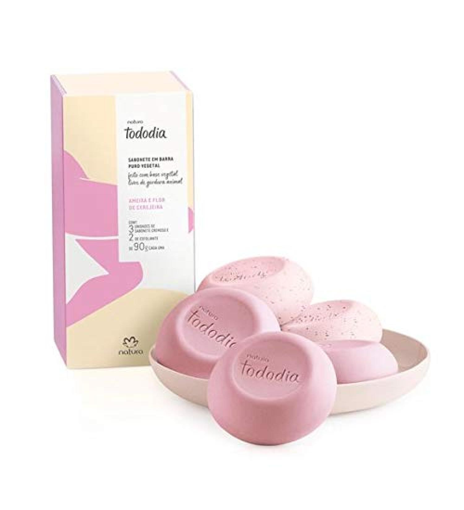 Natura - Linha Todo Dia (Ameixa e Flor de Cerejeira) - Sabonetes em Barra Puro Vegetal (5 x 90 Gr) - (Every Day (Plum And Cherry Flower) Collection - Pure Vegetable Bar Soaps (5 X 3.17 Net Oz))