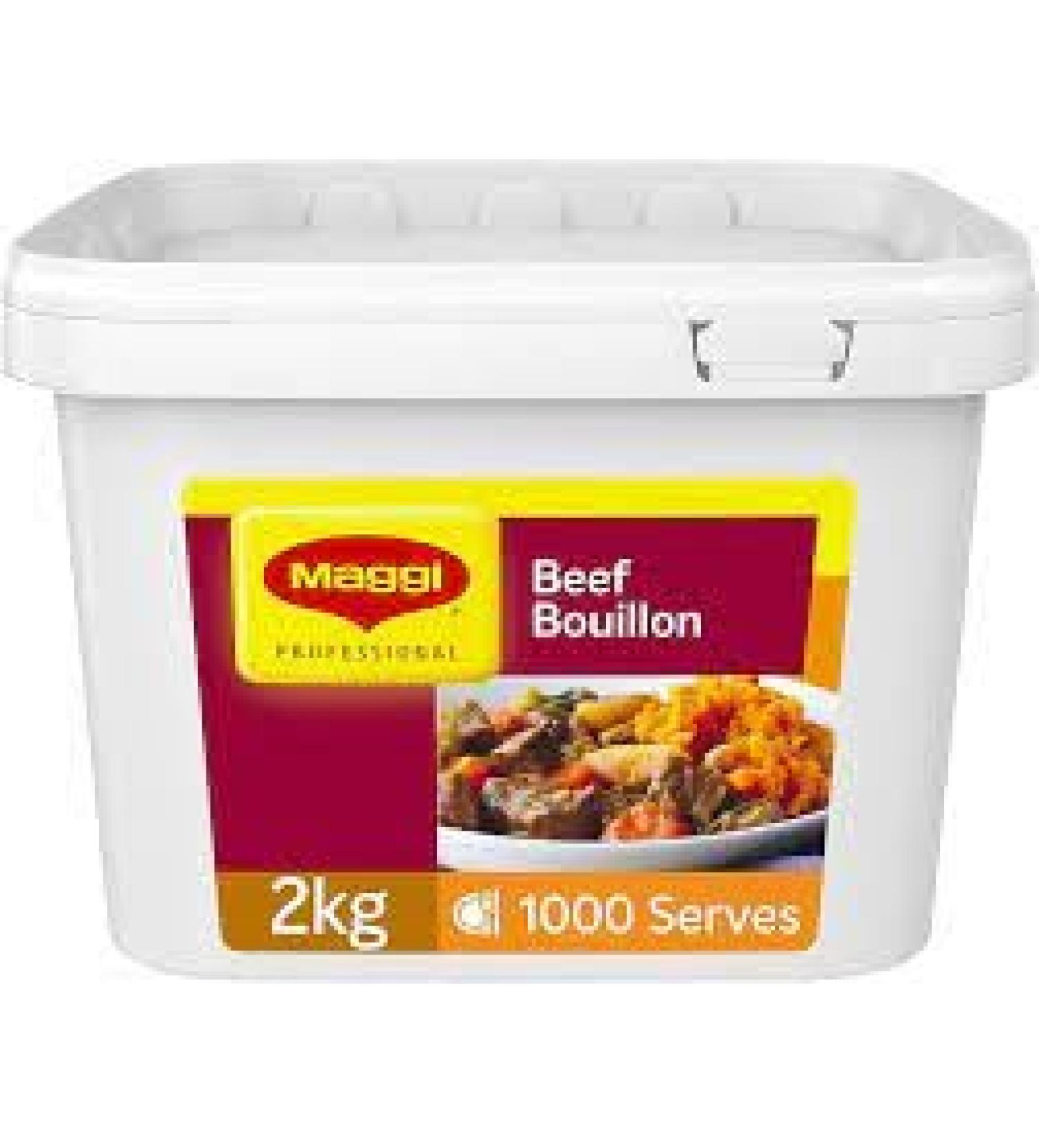 Maggi Gluten Free Bouillon Powder 2kg Tub Catering Packs (2kg Beef) Beef 2 kg (Pack of 1)
