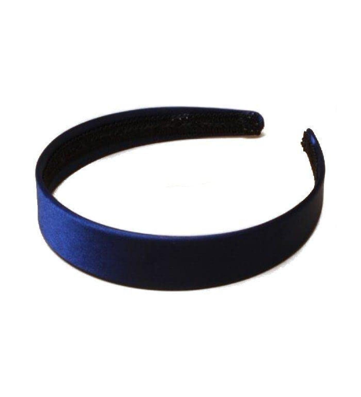 2.5cm (1") Navy Satin Covered Plastic Alice Band Hair Band Headband No Teeth for Women Girls by Glitz4Girlz Navy Blue
