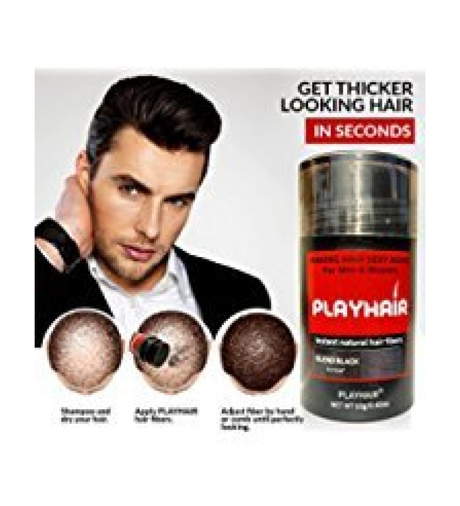 Hair Building Fibers with Natural Keratin to Conceal Instantly for Thinning Hair Bald spot & Cover Up Hair Loss to Add Volume for Full & Thick Hair for Men & Women by PLAYHAIR (Blend Black)