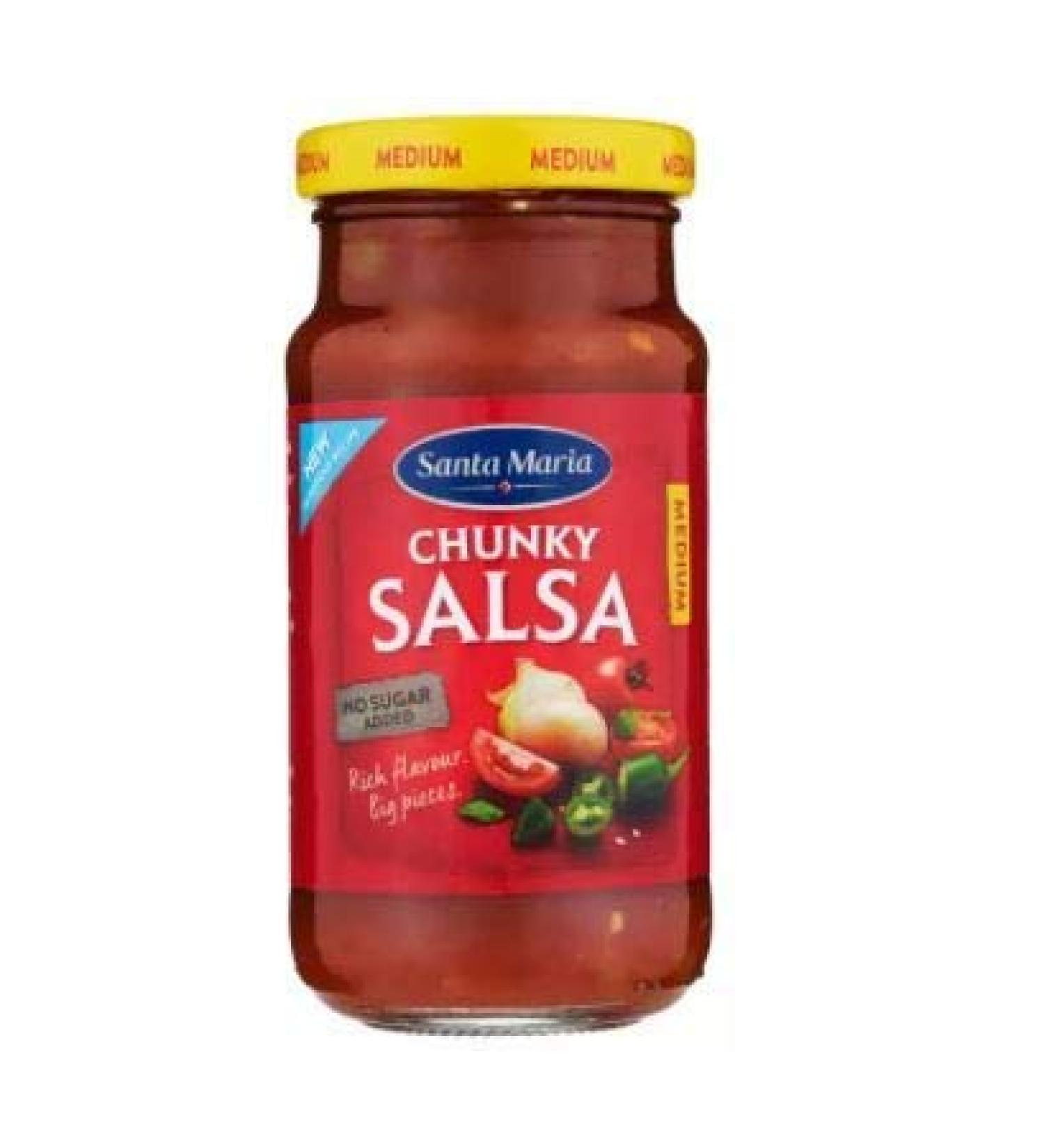  Santa Maria Santa Maria Tex Mex Chunky Salsa Medium 230g - Medium Strong Salsa with Large Pieces and Full Tomato Onion & Jalapeno Flavour No Added Sugar - Buy Online on GoSupps.com
