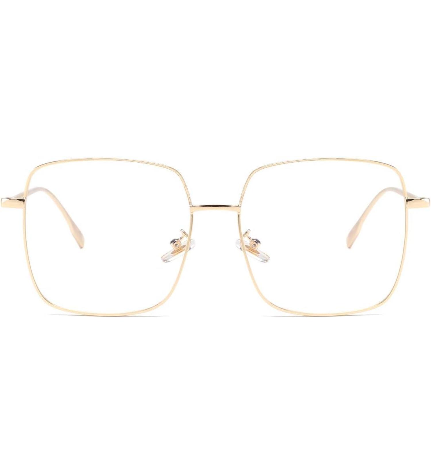 Dollger Blue Light Filter Glasses for Men & Women | Square Metal Frame | Anti Blue Light Glasses for Gaming PC & TV | Stylish Large Frame Gold Design - Buy Online on GoSupps.com