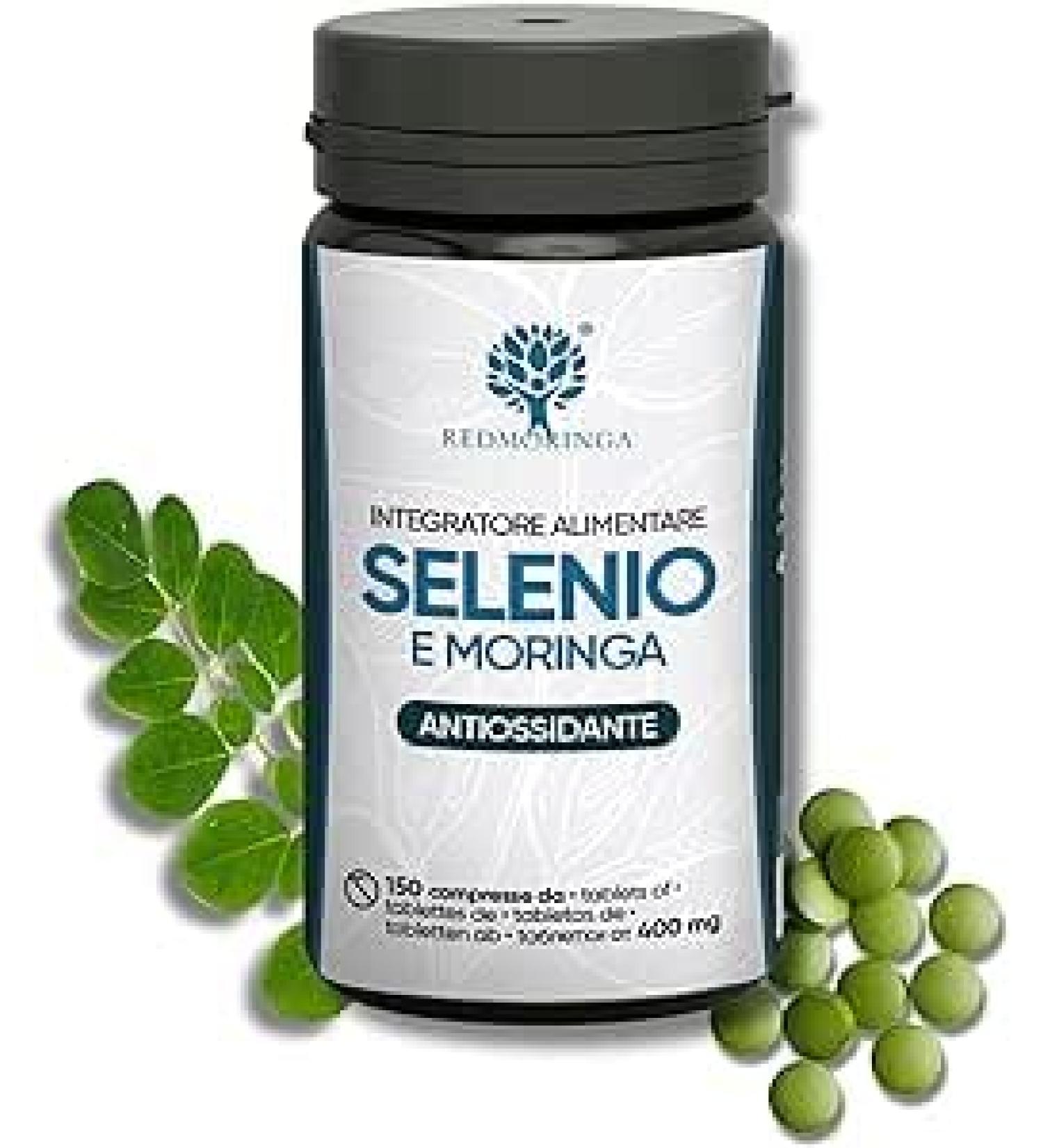 Vegan Selenium and Moringa Organic 150 Tablets 100 g | Useful Supplement for Immune Benefits Thyroid Hair Nails atogenesis | Made in Italy RedMoringa (150) - Buy Online on GoSupps.com