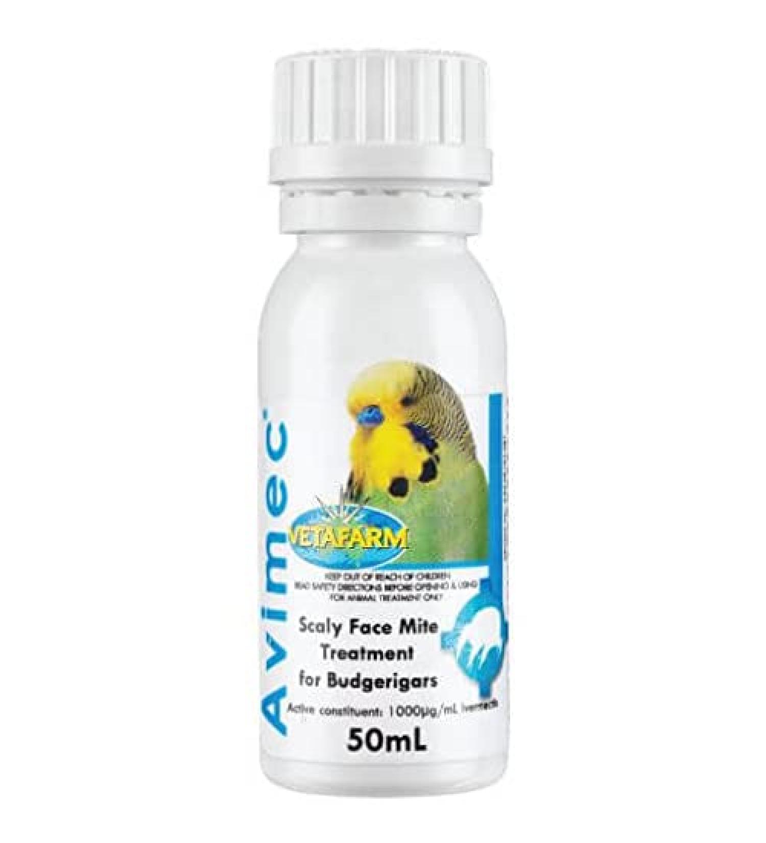 Vetafarm AVIMEC 50ml Scaly Face Mite Treatment For Budgerigars Finches Canaries Bird Mites