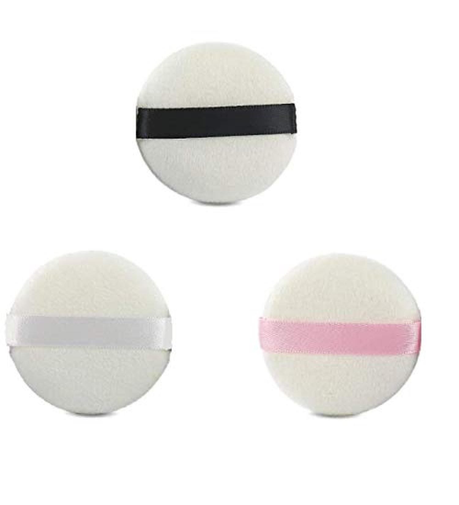 Shop 3-Piece Super Soft Velour Powder Puff Set - 2.16 Inch Facial Puffs with Ribbon (Random Colors) | International Shipping Available - Buy Online on GoSupps.com