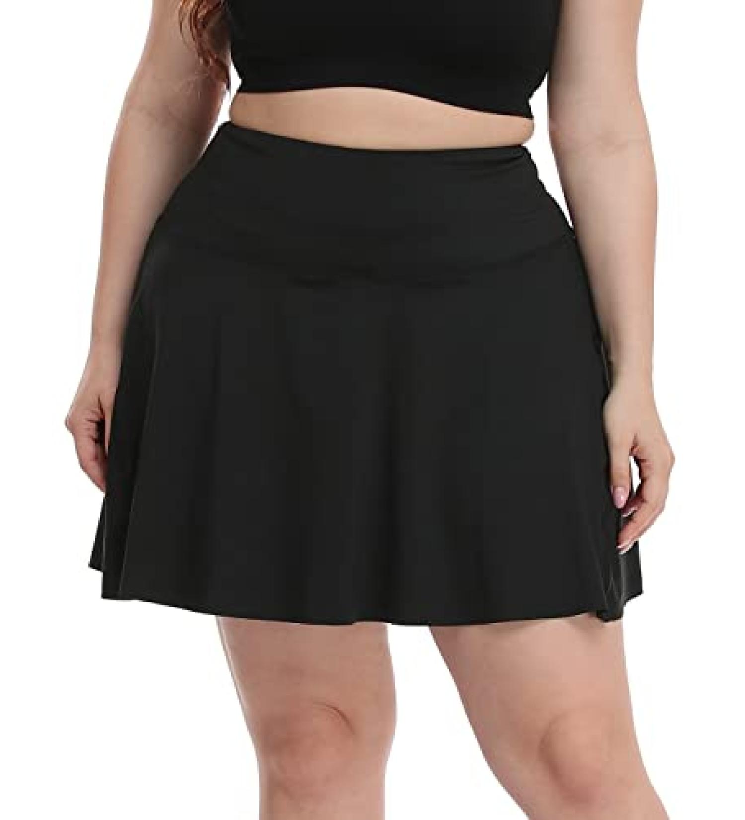 HDE Women's Plus Size Tennis Skort Pleated Athletic Golf Skirt with Shorts - 3X Black - Buy Online on GoSupps.com