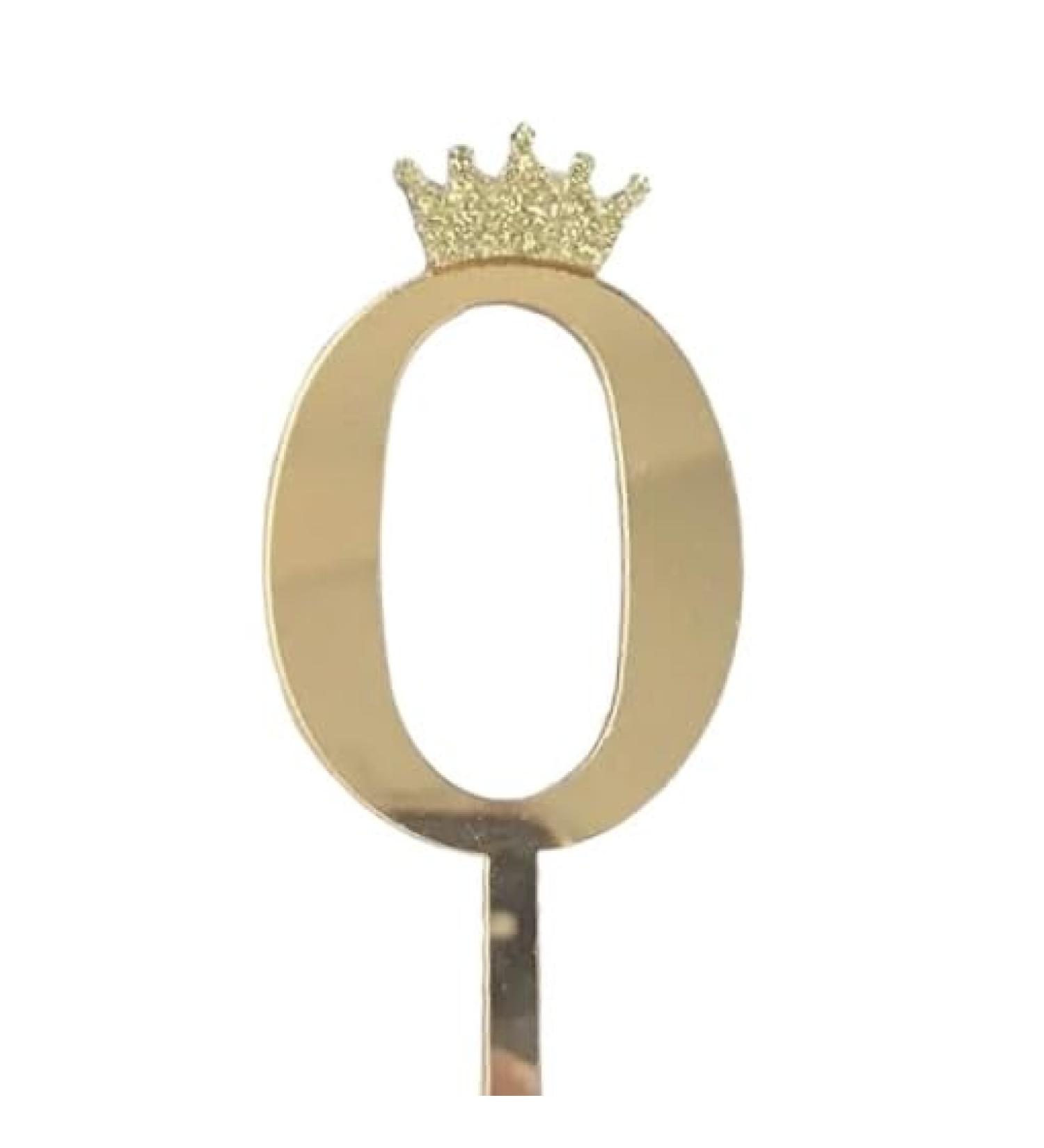 Gold Acrylic Number 0 Zero Birthday Cake Topper - Celebrate with Sparkling Elegance - Available in Gold or Silver