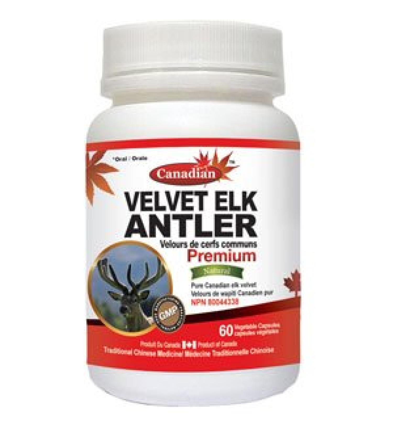Nutridom Velvet Elk Antler 500 mg 100% Canadian Freeze-Dried Non-GMO NO Additives Gluten Free Made in Canada (30 Veggie Capsules)