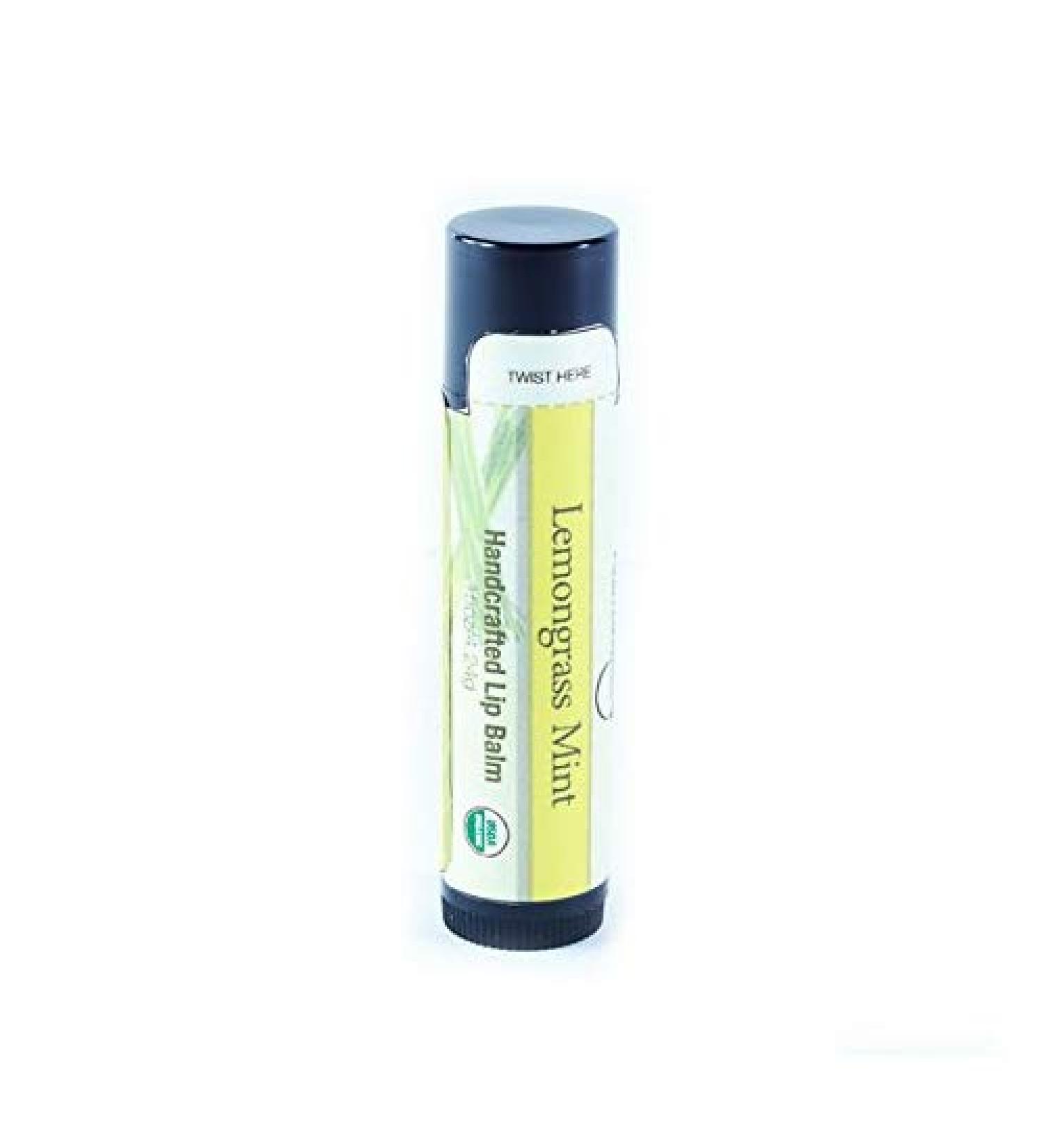 Lip Balm (USDA Organic) Lemongrass Mint Moisturizing Coconut Oil and Shea Butter