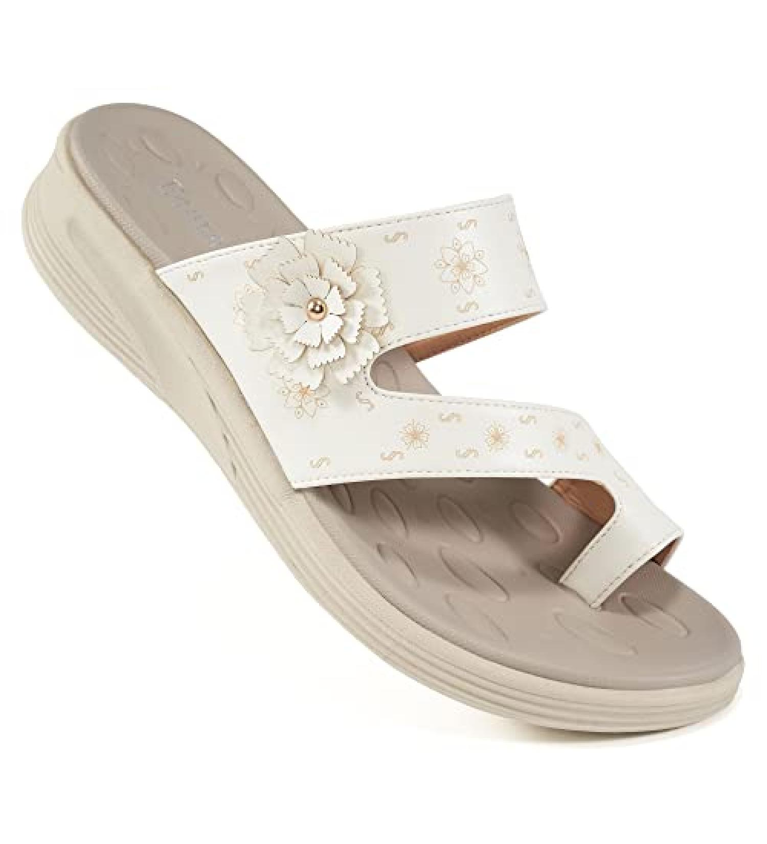 Ecetana Women's Arch Support Slide Sandals - Orthopedic Comfort Summer Sandals | White, Size 9 - Buy Online on GoSupps.com