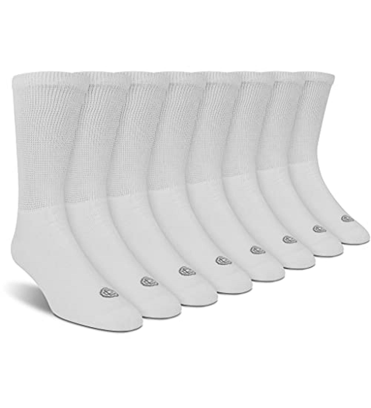 Doctor's Choice Diabetic Socks for Men - Seamless Non-Binding Top - 4 Pairs - White - Large & X-Large Sizes - Crew Style - Buy Online on GoSupps.com