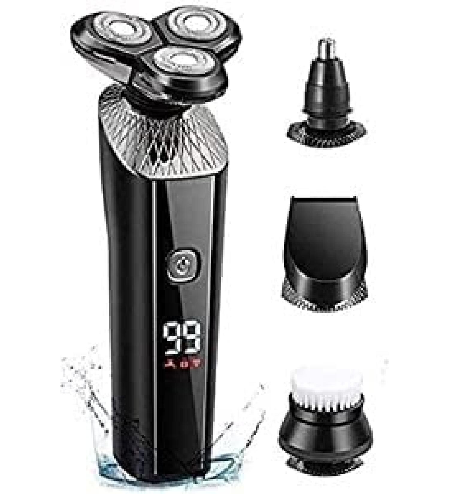 Men's Electric Razor 4 in 1 Waterproof Rotary Shaver - Travel Rechargeable USB Cordless Easy to Operate & Store - Buy Online on GoSupps.com