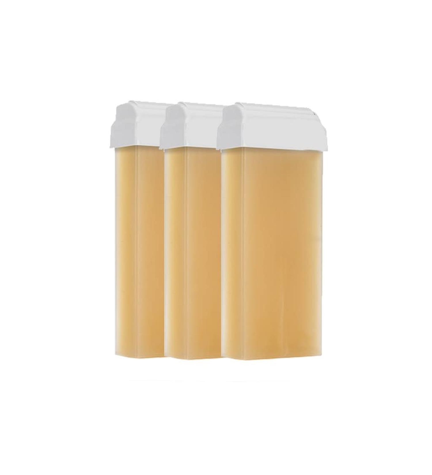 Purewax | 3 Warm Wax Cartridges for Hair Removal Honey Yellow with Strip Standard 100 ml