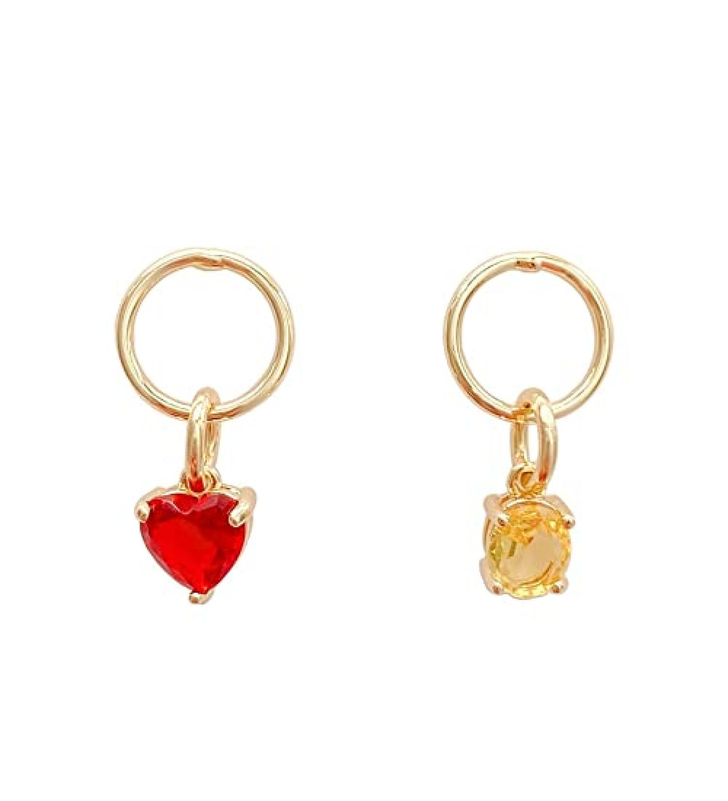 Fashion Earrings Asymmetric Crystal Heart Drop Earrings for Women Fashion Gold Color Pendant Earrings Wedding Party Jewelry Dainty Earrings Fashion Accessories - Buy Online on GoSupps.com
