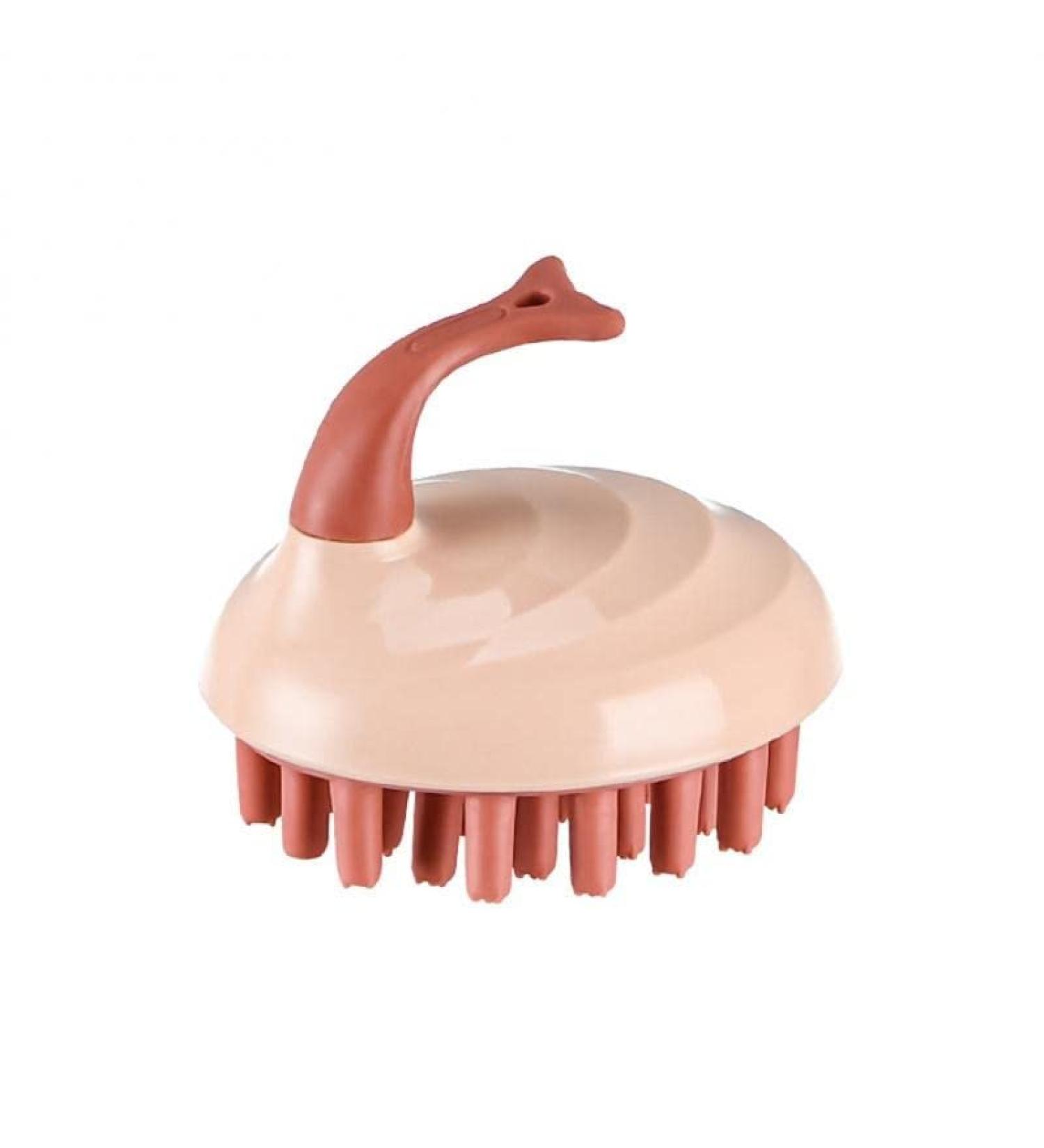 Scalp Massage Device - Silicone Shampoo Brush for Hair Cleaning | Household Brush with Handle - Rose Color - Buy Online on GoSupps.com