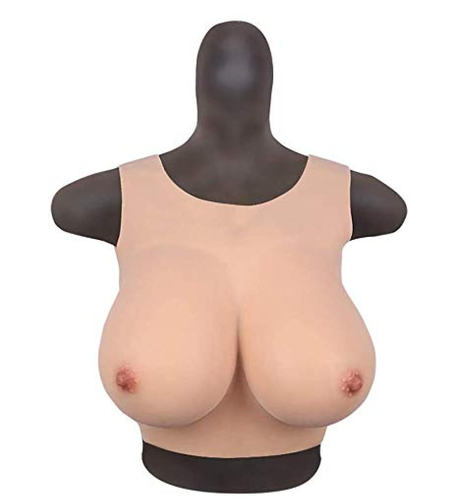 Fhuili Crossdressers Silicone Breasts - Natural Round Collar Design G Cup Fake Breasts for Transvestite Cosplay - Buy Online on GoSupps.com