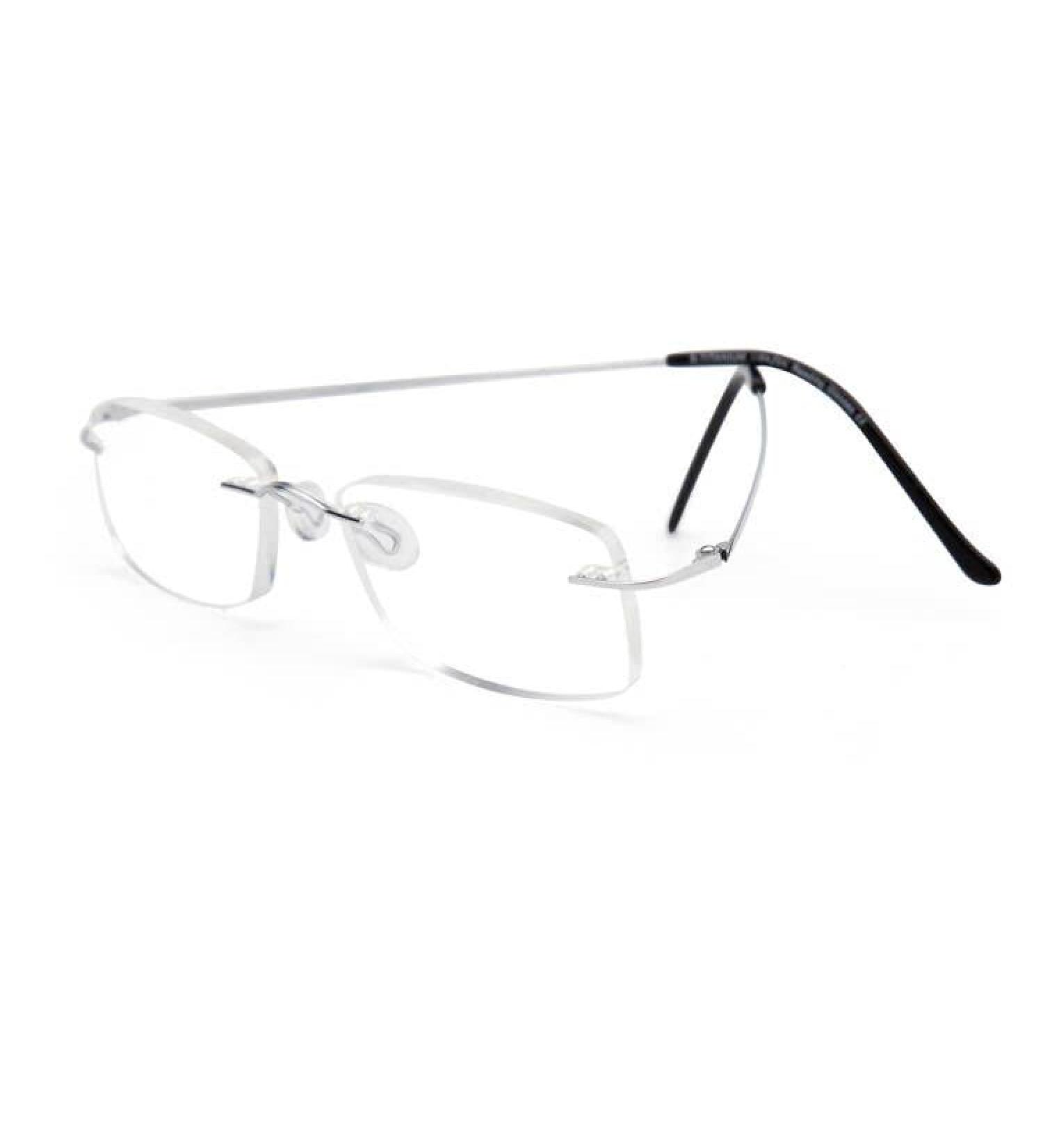 Shop Rimless Titanium Reading Glasses for Men & Women - Classic Super Light Retro Frameless Eyewear (Silver 3.75x) - Vintage Business Style - Buy Online on GoSupps.com