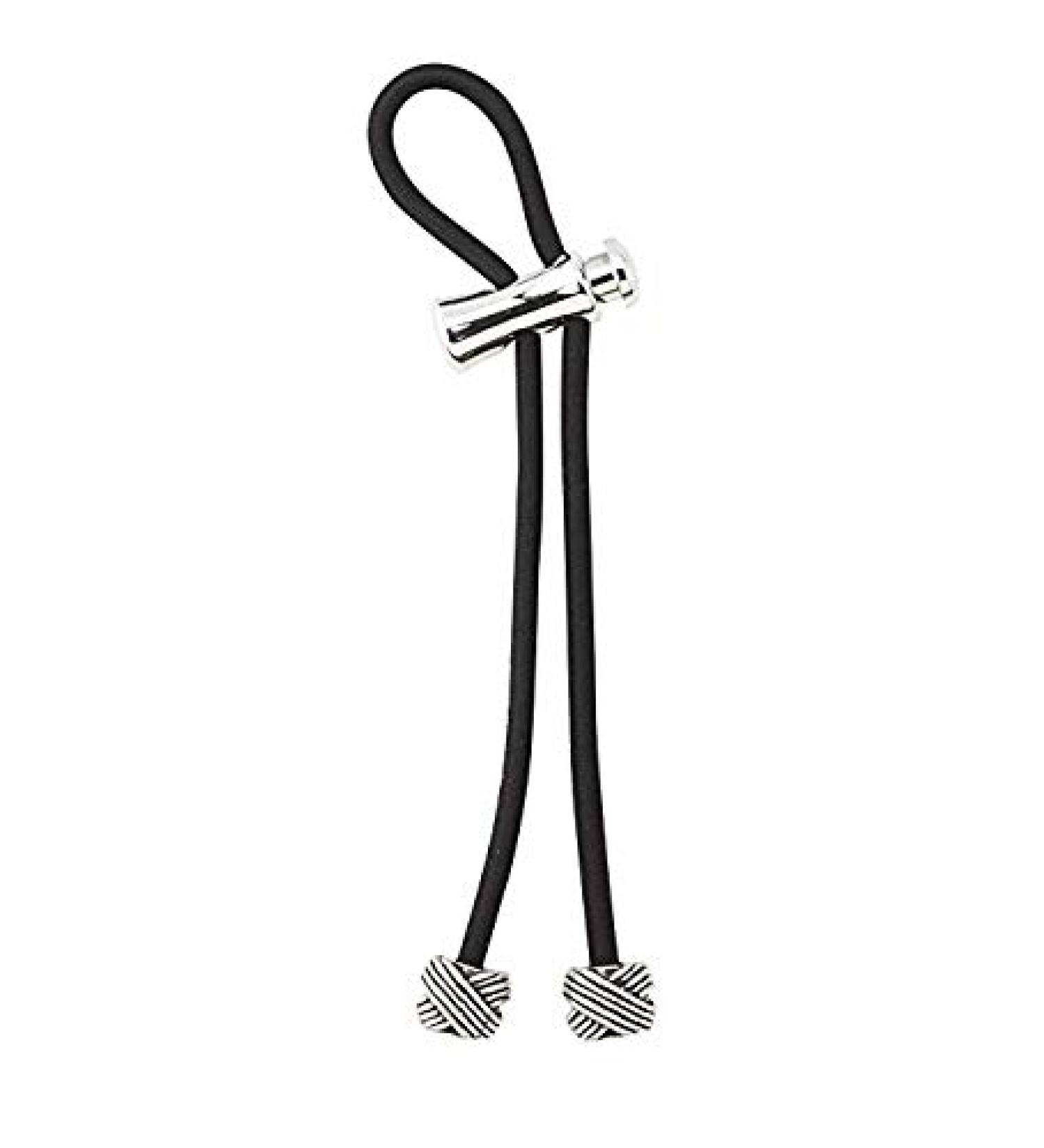 Pulleez Silver Knot Ponytail Holder - Non-Slip Black Hair Tie for Thick & Thin Hair - Adjustable Hair Jewelry for No Breakage - 1pc - Buy Online on GoSupps.com