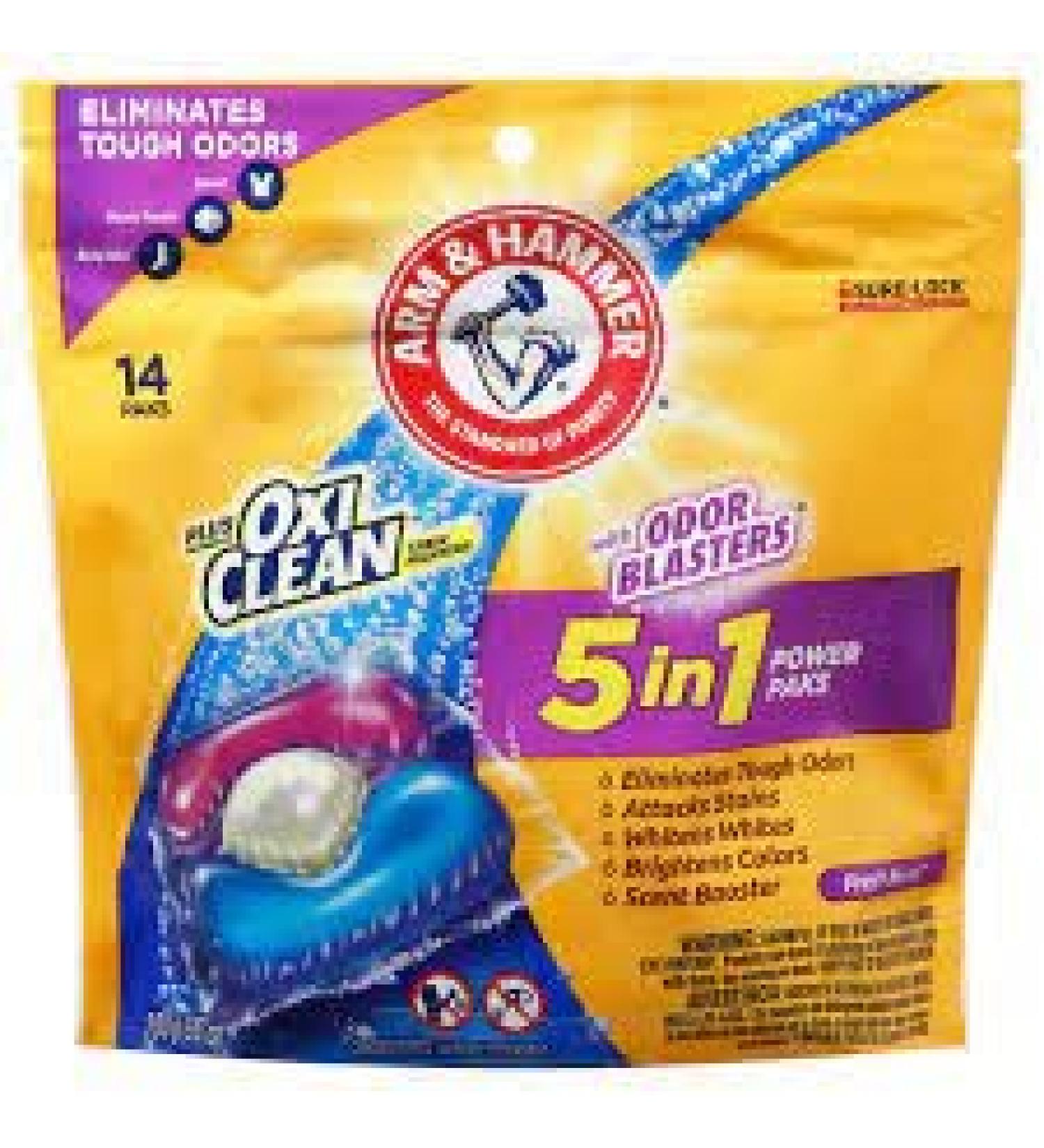 Arm & Hammer Plus Oxi Clean Stain Fighters - 5 in 1 Power Paks with Odor Blasters | 280g (9.87oz) | International Shipping Available - Buy Online on GoSupps.com