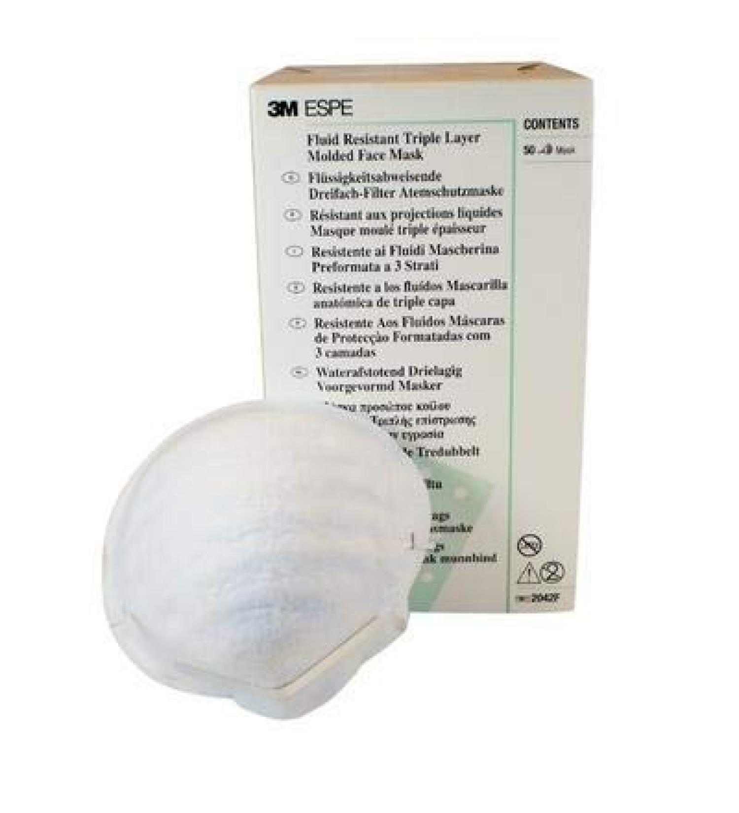 3M ESPE 3M-2042F Espe Triple Layer Molded Face Mask (Pack of 50)