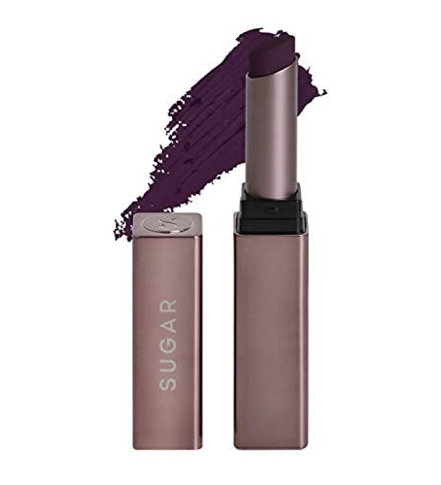 SUGAR Cosmetics Mettle Satin Lipstick 05 Helena Plum Berry 2.2g - Waterproof Longlasting Silky Finish Lipstick Lasts 8 Hours - Buy Online on GoSupps.com