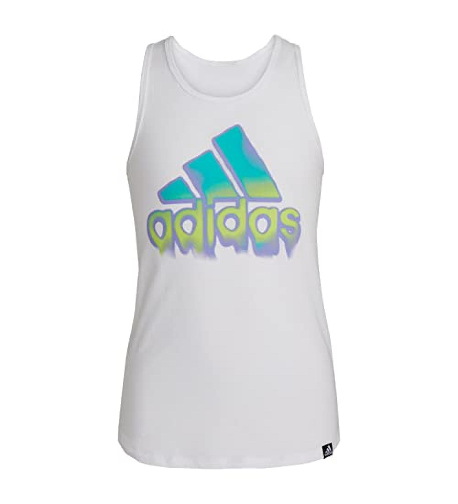 adidas Girls' Sleeveless Lapped Tank Large White
