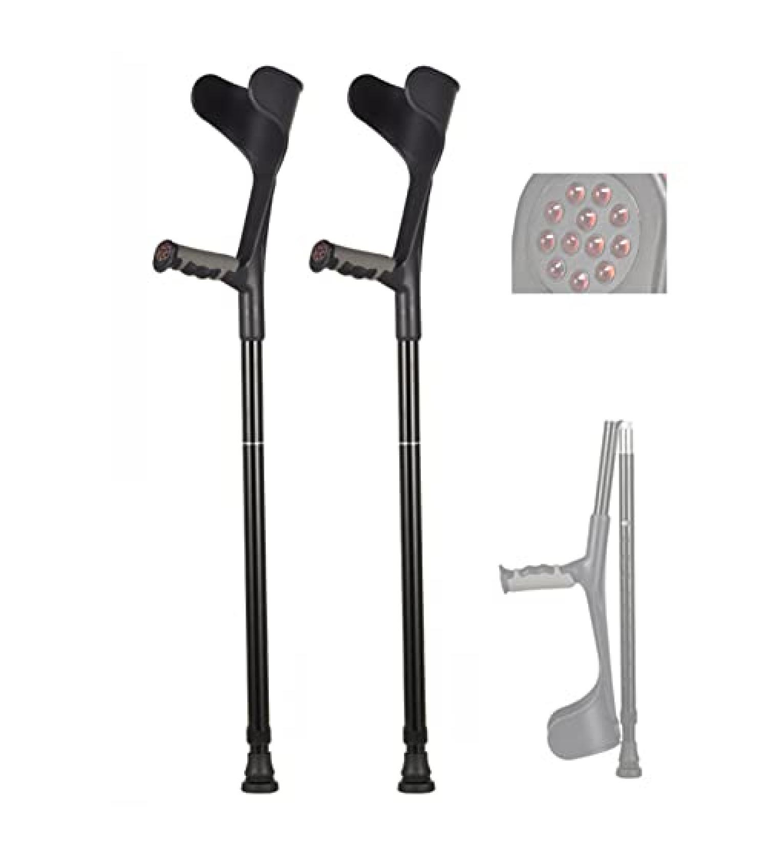 Folding Forearm Crutch for Adults(1 Pair Open Cuff) Aluminum Crutches for Walking-Adjustable Height Crutches for Travel Comfortable Grip (Black/Silver) Prosperous - Buy Online on GoSupps.com