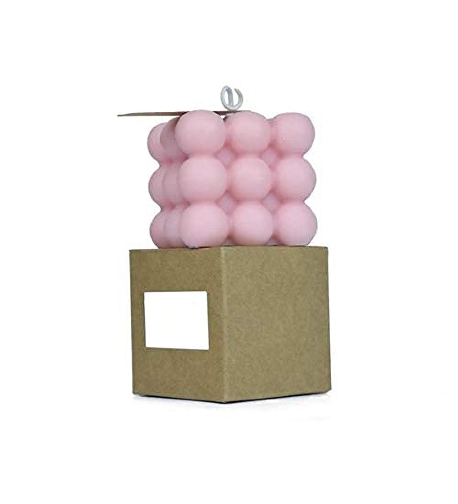 Buy Small Bubble Cube Candle - Pink Soy Wax Aromatherapy Scented Candle for Relaxation | Perfect Birthday Gift - 1PC - Buy Online on GoSupps.com
