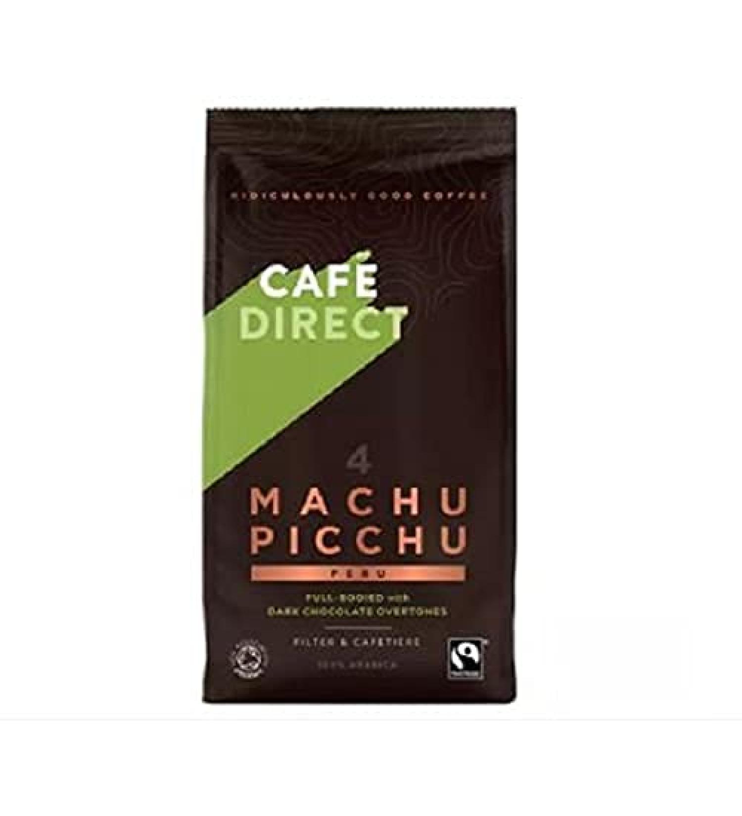 Cafedirect Machu Picchu Ground Coffee 227g - A rich smooth coffee with hints of fine dark chocolate grown at extreme altitudes within the heart of the Inca Andes - Buy Online on GoSupps.com