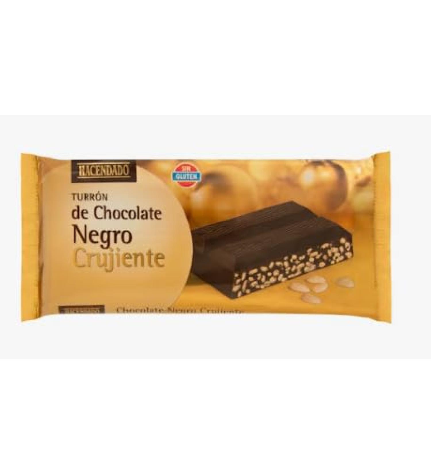 Hacendado Turron de Chocolate Negro Crujiente Tablette de Nougat au Chocolat Noir Qualit Supr me 200g Pack de 6 Sans Gluten