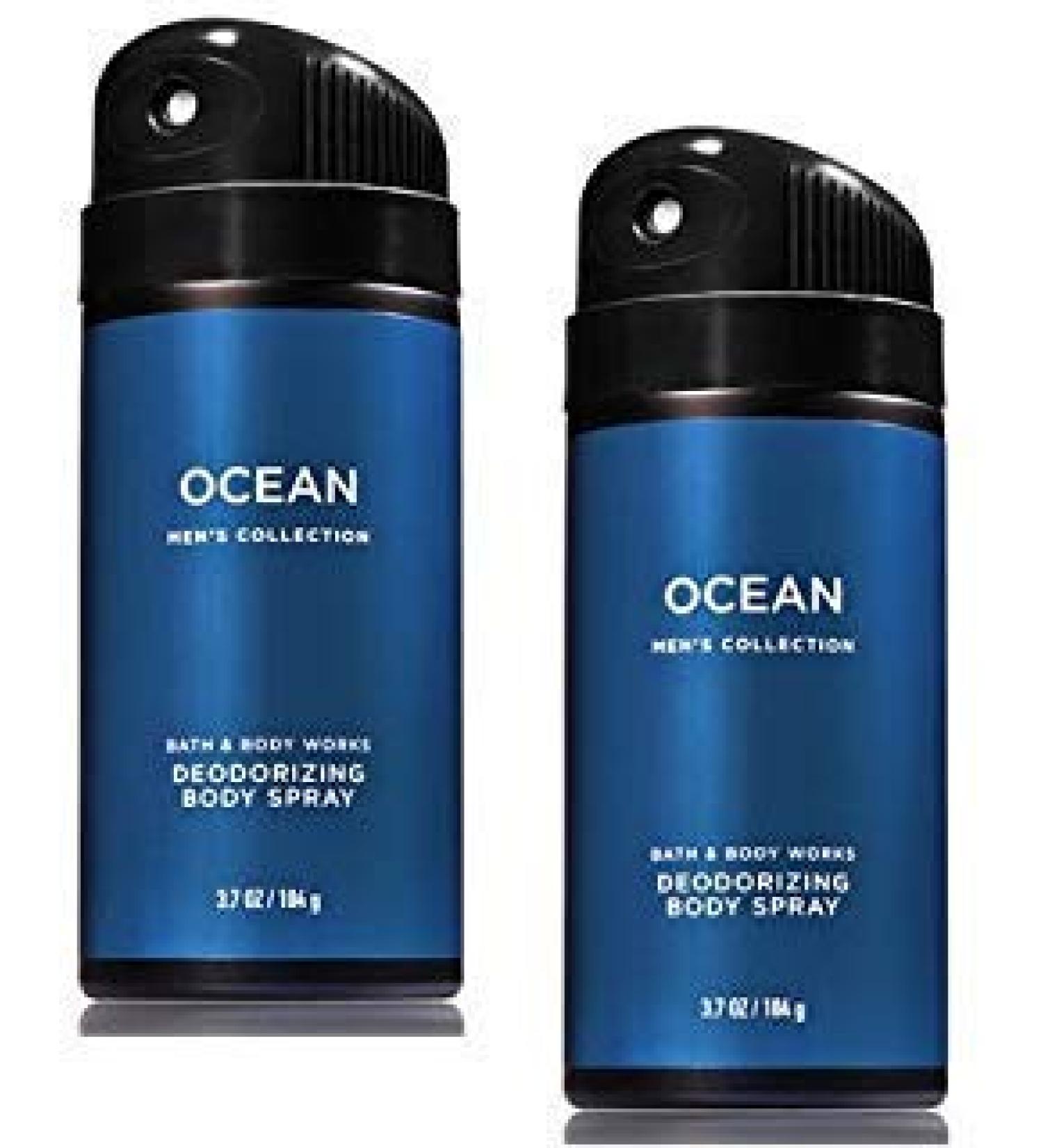 Bath and Body Works 2 Pack Men's Collection Deodorizing Body Spray. OCEAN. 3.7 Oz
