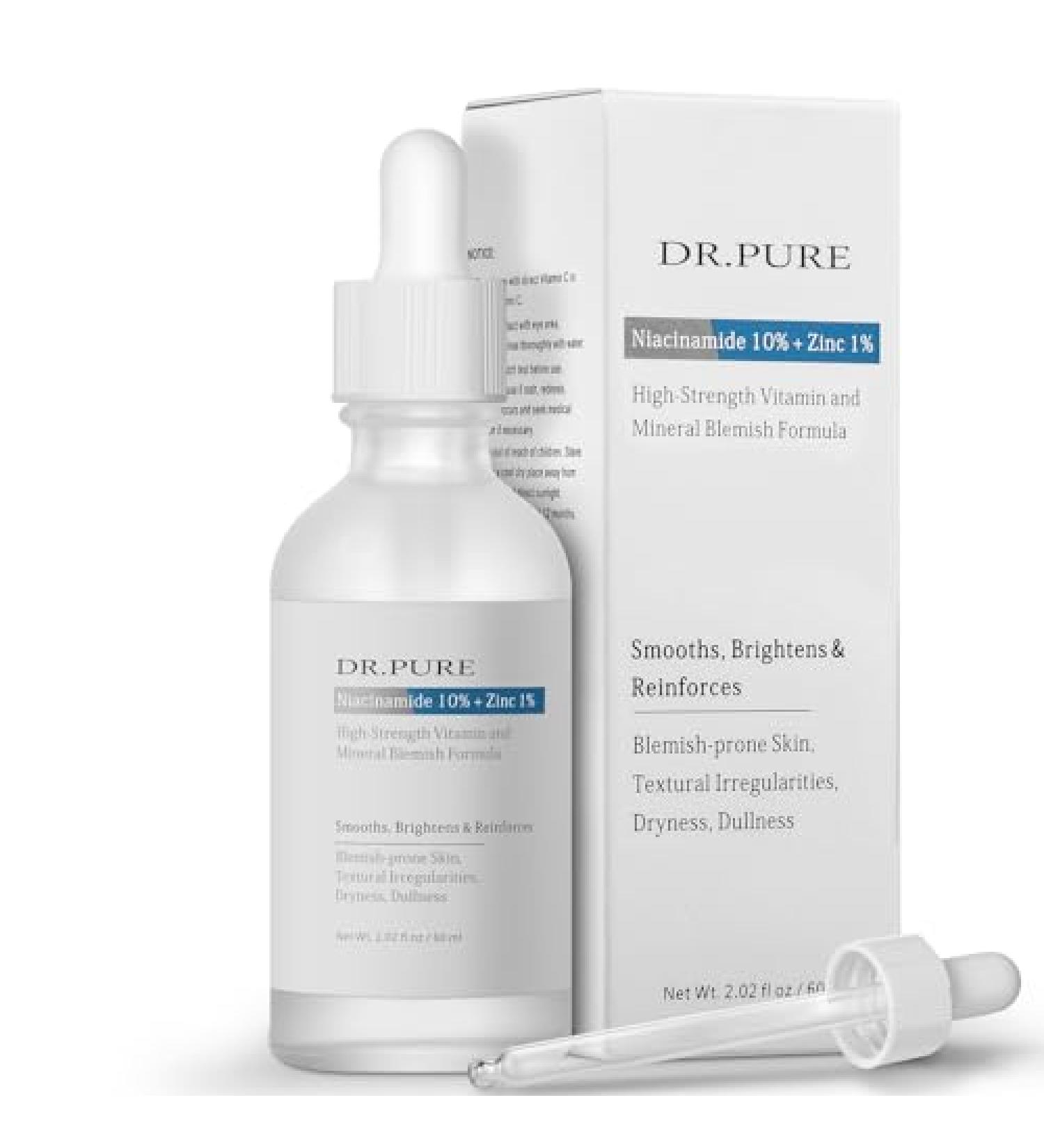 Dr. Pure Niacinamide 10% + Zinc 1% Serum - Anti-Aging Hydrating Face Serum for Smooth Glowing Skin | 2 Fl Oz - Buy Online on GoSupps.com