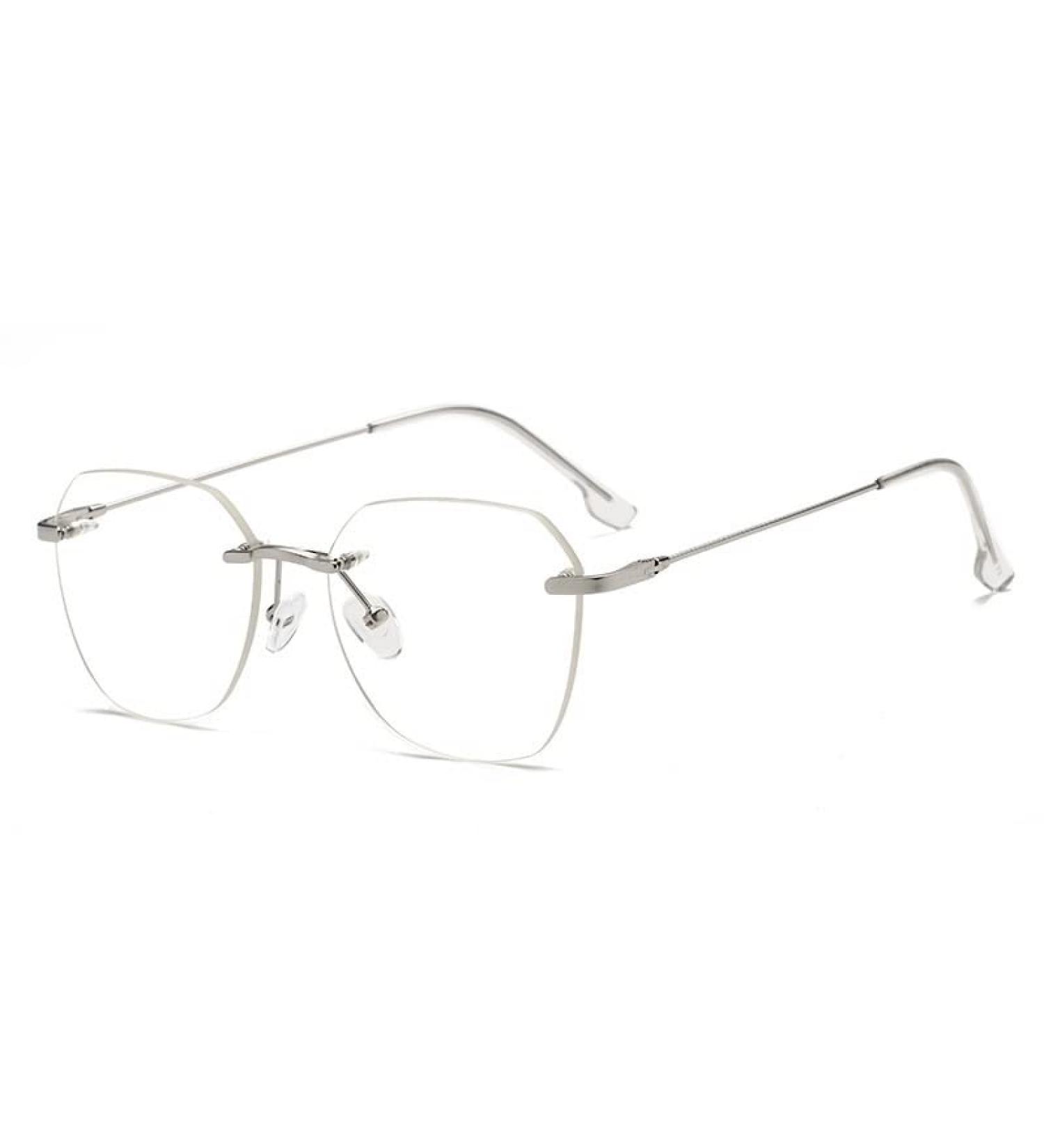 Buy Polygon Rimless Blue Light Blocking Reading Glasses +1.50 Silver - Oversized Anti-Glare Computer Readers - Buy Online on GoSupps.com
