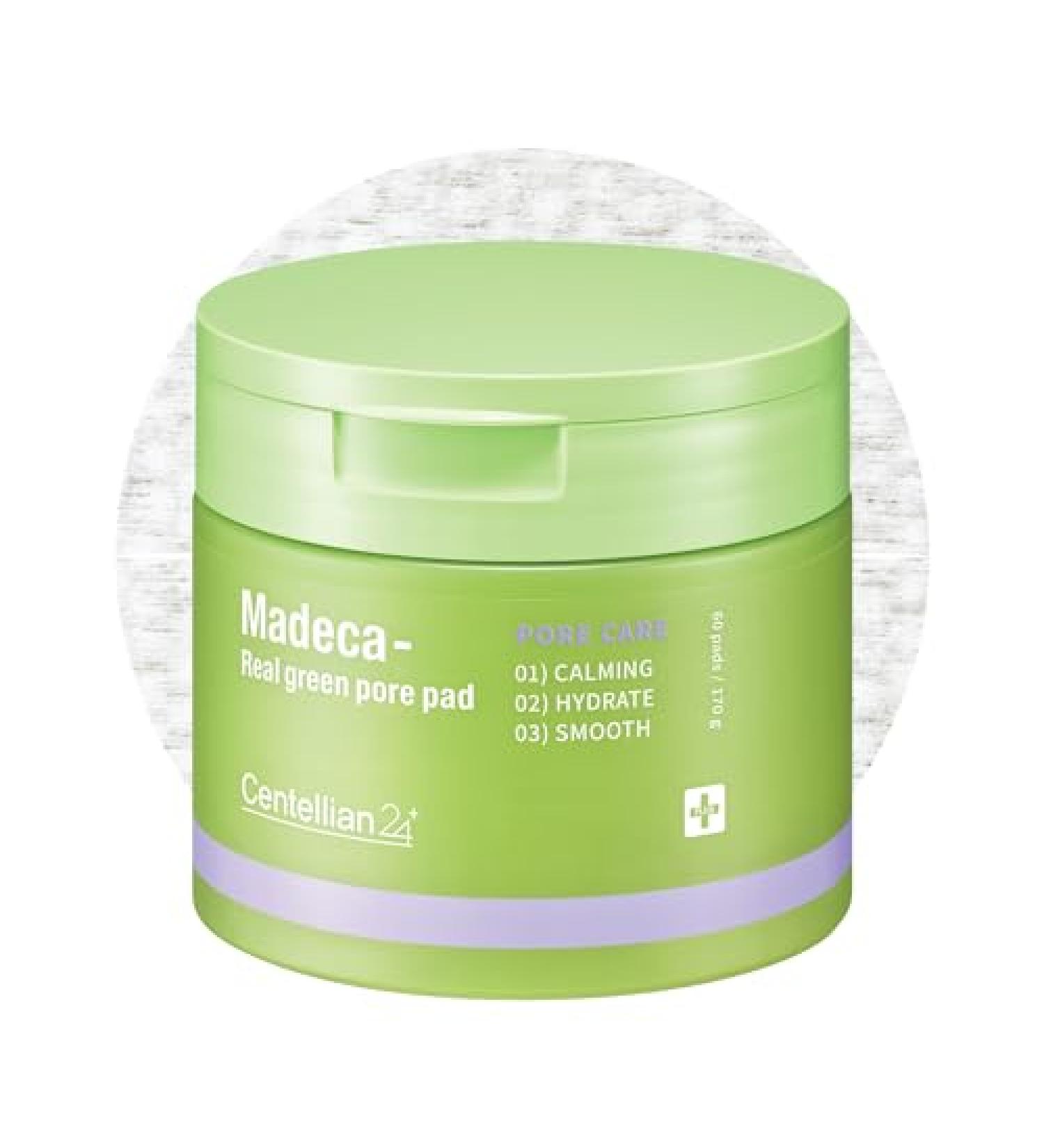CENTELLIAN 24 Madeca Real Green Pore Pad (5.74fl oz / 60 pcs) - Exfoliating & Soothing Dual-Sided Toner Pads for Sensitive Skin Pore Care Korean Skin Care. Centella Asiatica PHA & LHA - Buy Online on GoSupps.com