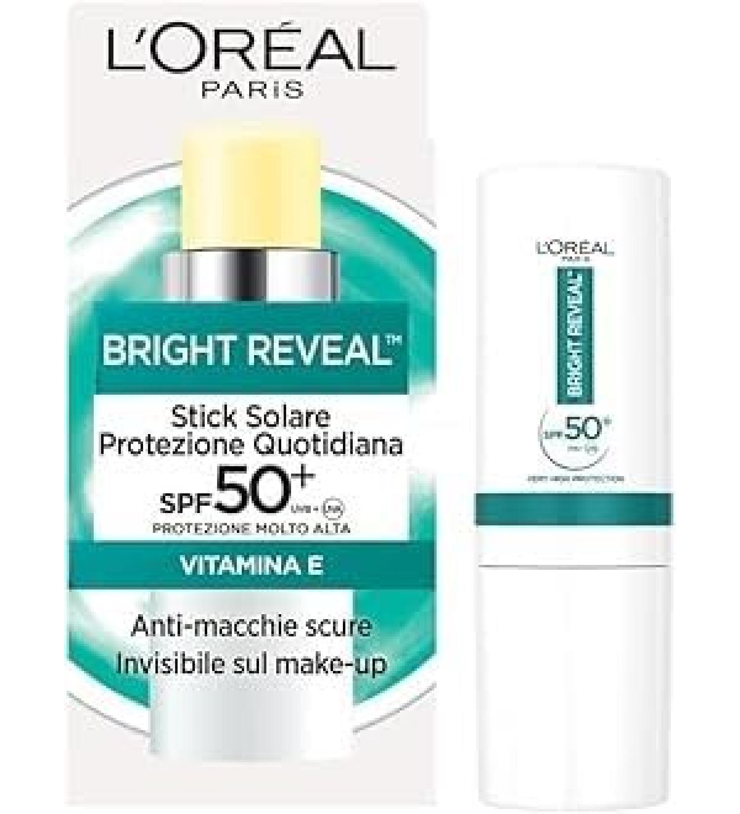 L'Oreal Paris L'Or al Paris Anti-Dark Spot Protective UV Stick for all skin types reduces dark spots and protects skin against UV rays invisible finish with SPF50+ protection and vitamin E Bright