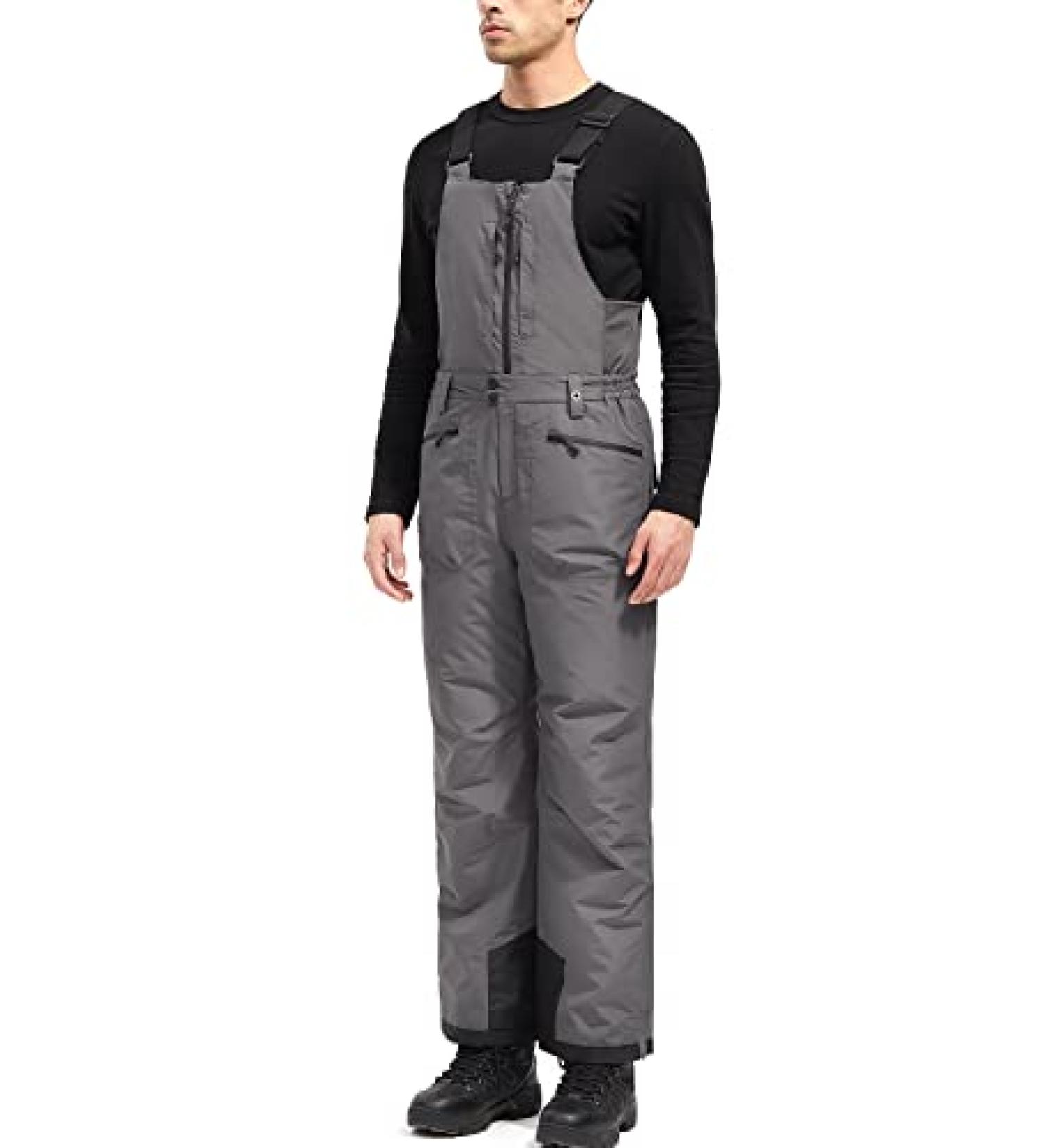 FREE SOLDIER Men's Insulated Waterproof Snow Bibs Ski Overalls Large/32 Inseam - Classic Gray - Buy Online on GoSupps.com